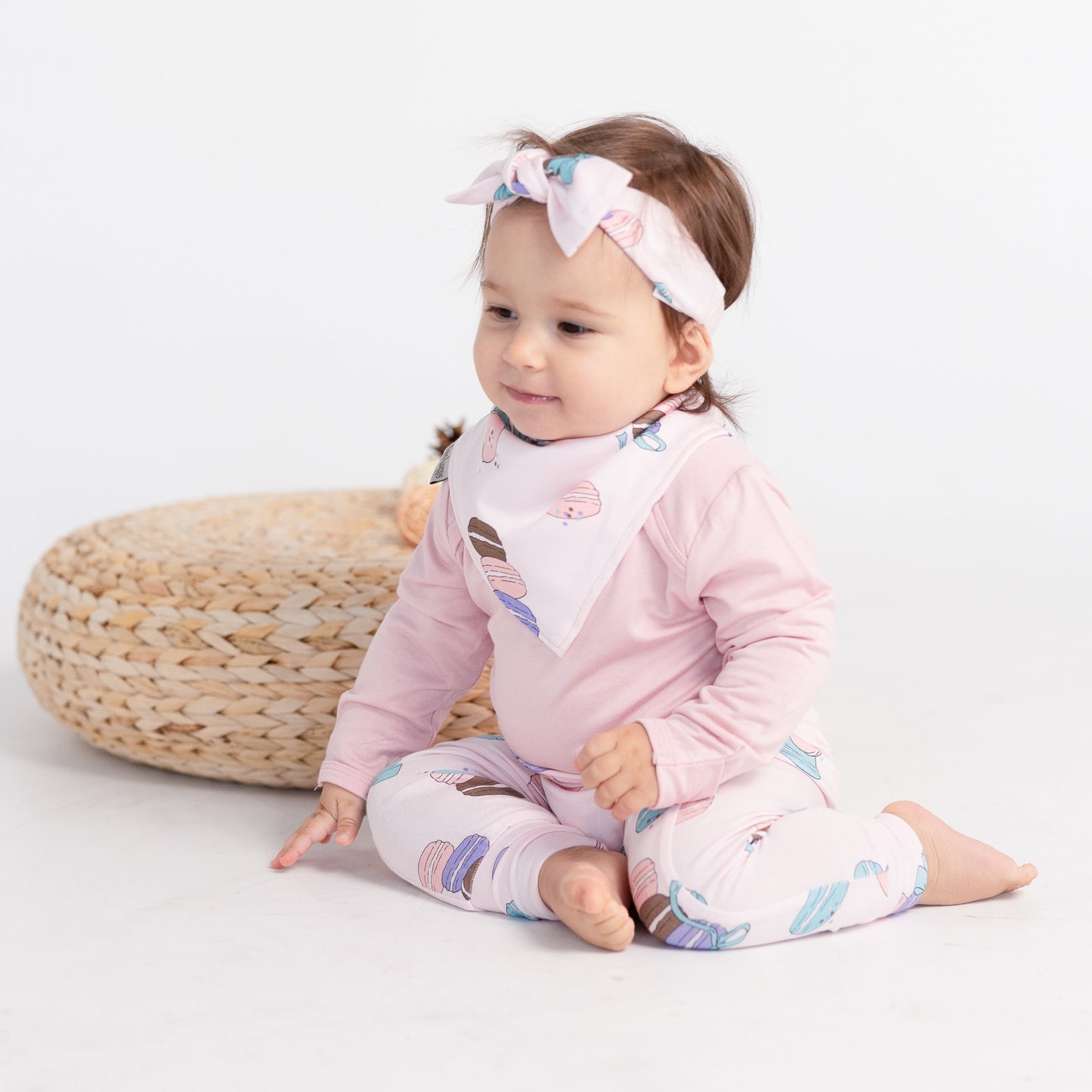 bamboo headband macaron party print & coral blush