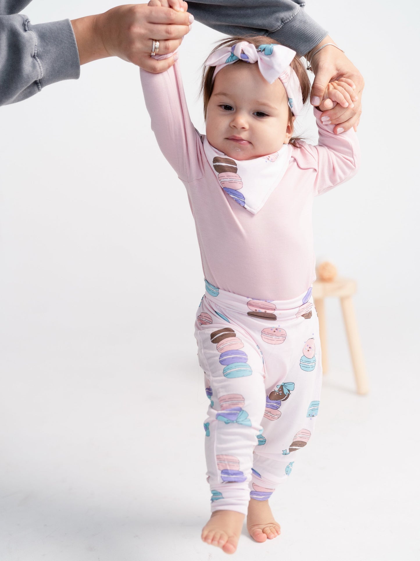 bamboo grow with me harem pants macaron party print