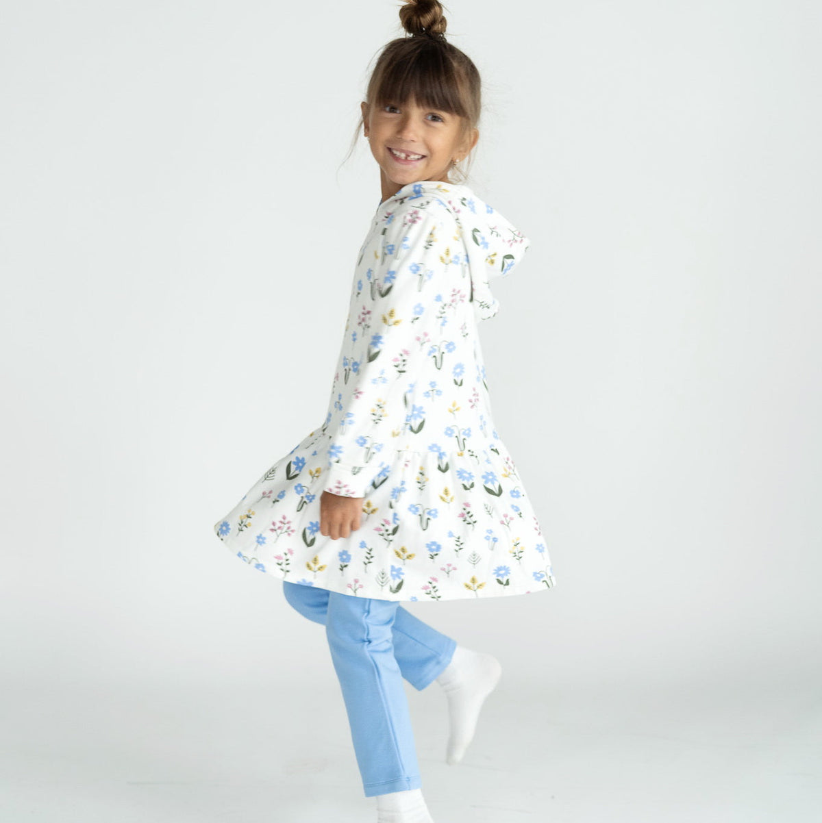 Bamboo Fleece Hooded Dress (Wildflower Print)