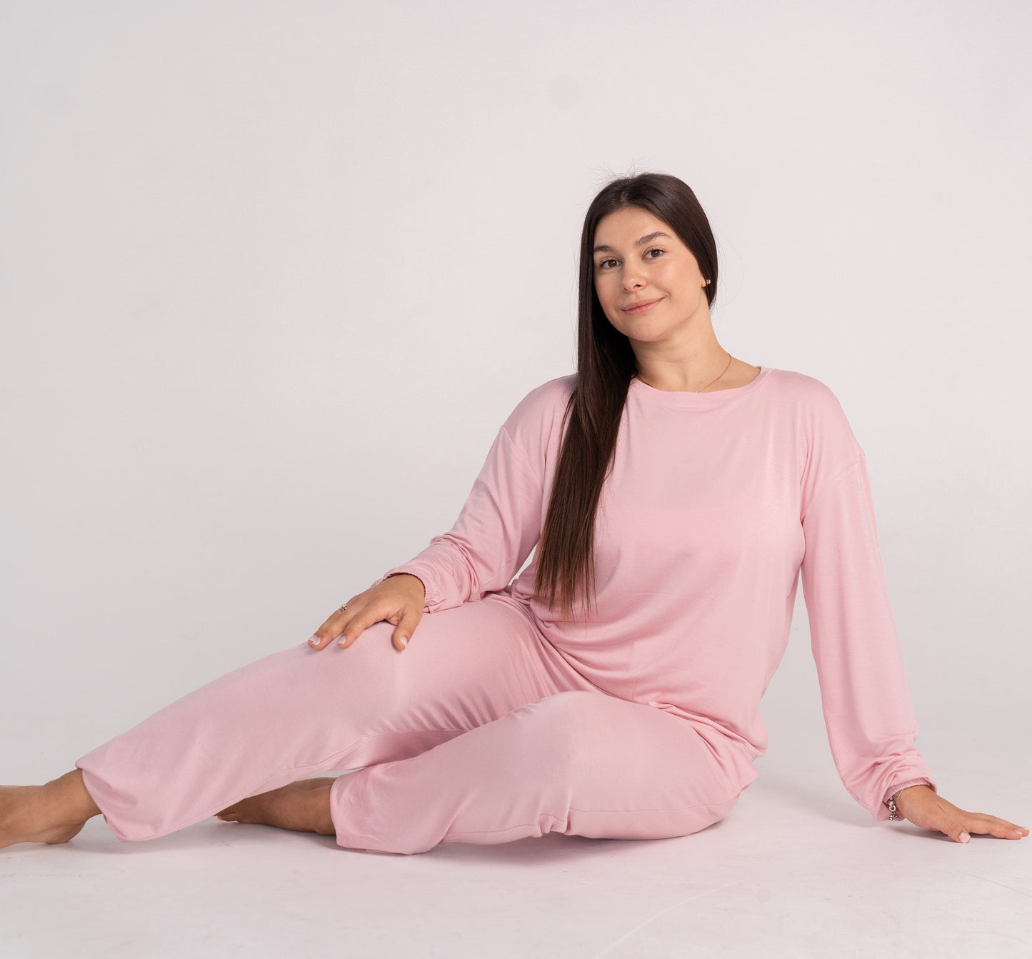 women bamboo loungewear set coral blush