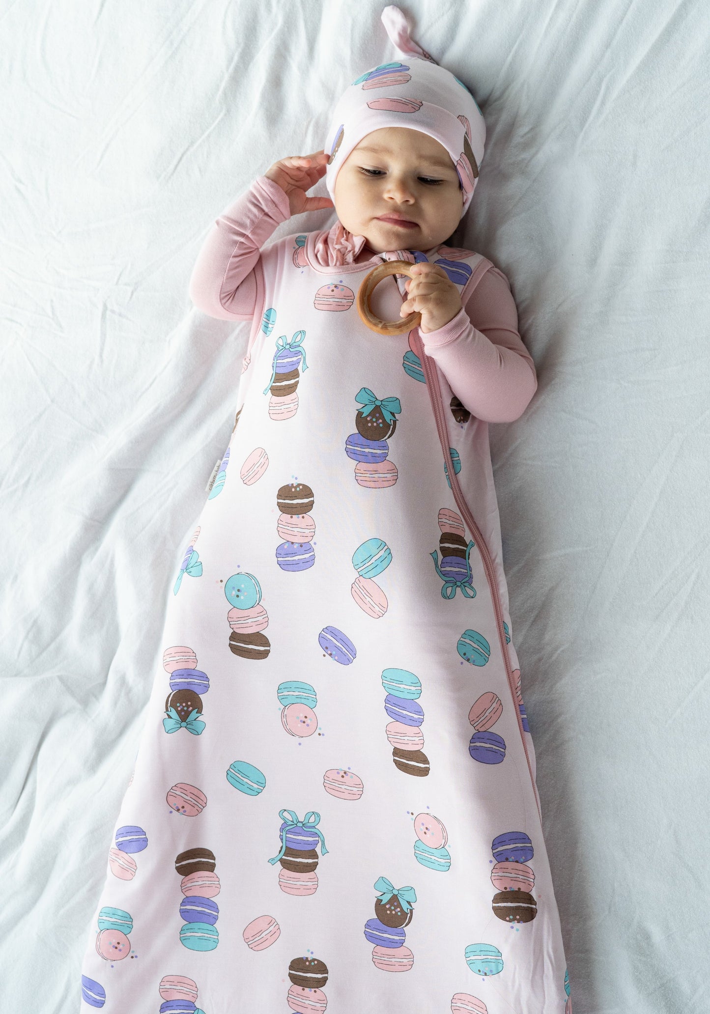 bamboo sleep sack 1 tog macaron party print