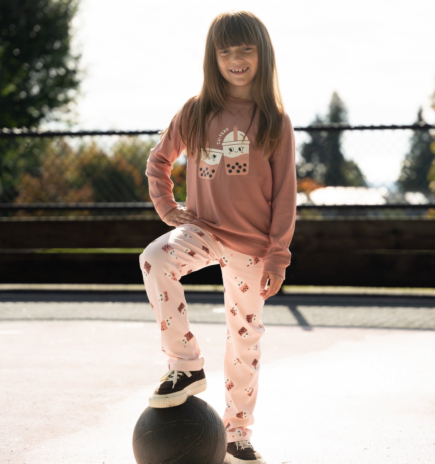 bamboo fleece leggings bubble tea time print