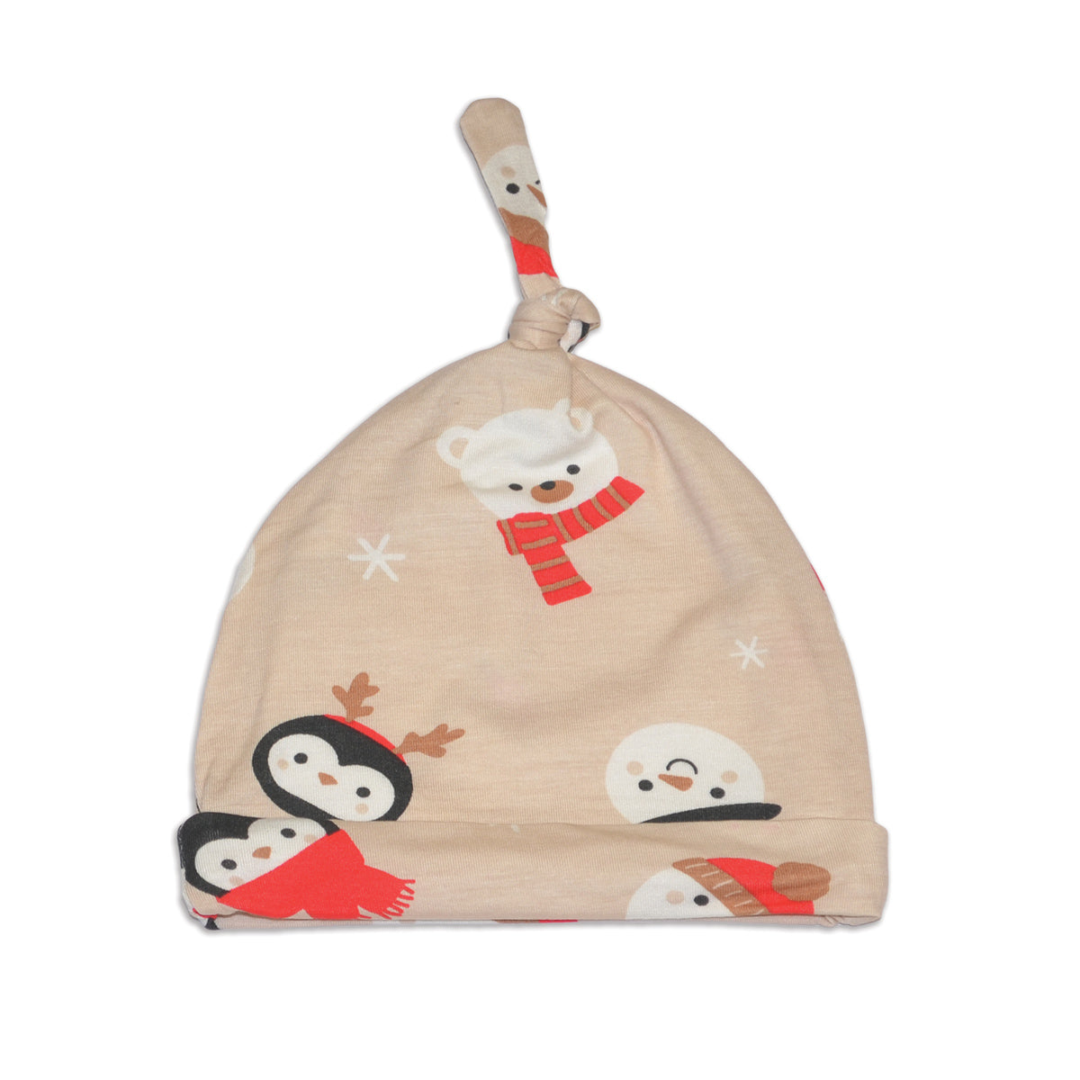 bamboo knot hat snowy faces print