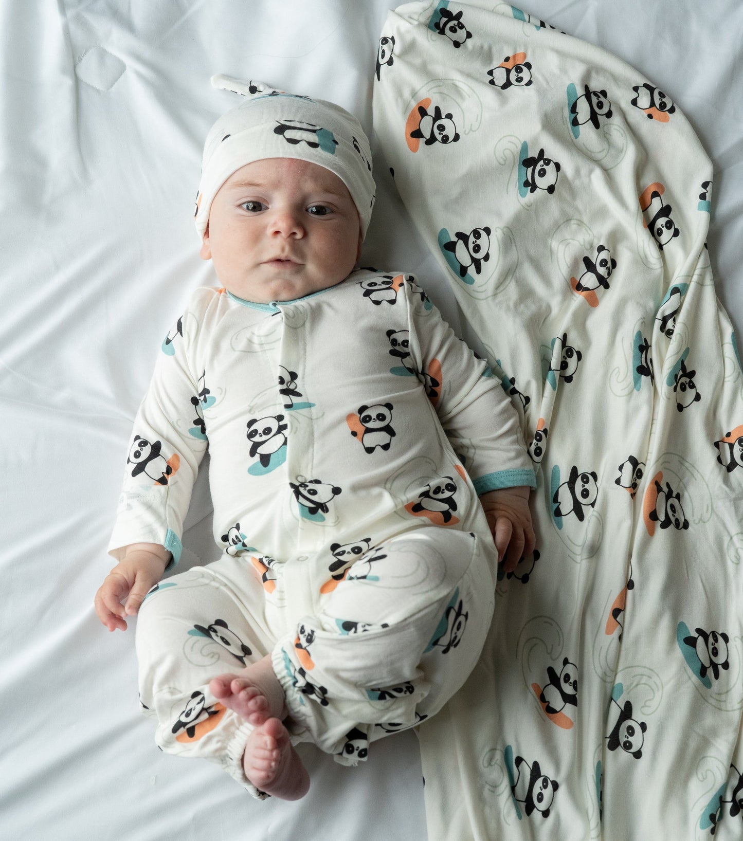 bamboo swaddle blanket surfs up panda print