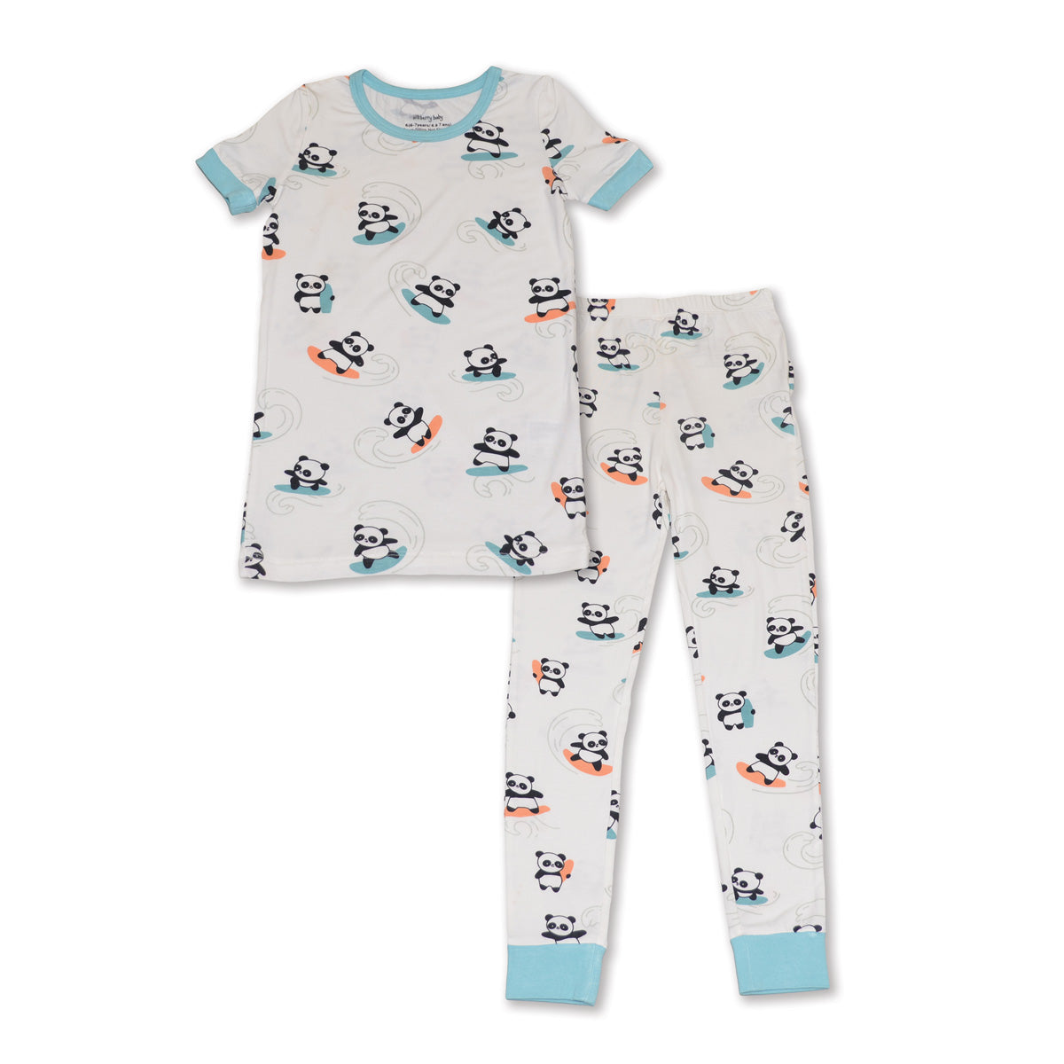 bamboo short sleeve pajama set surfs up panda print