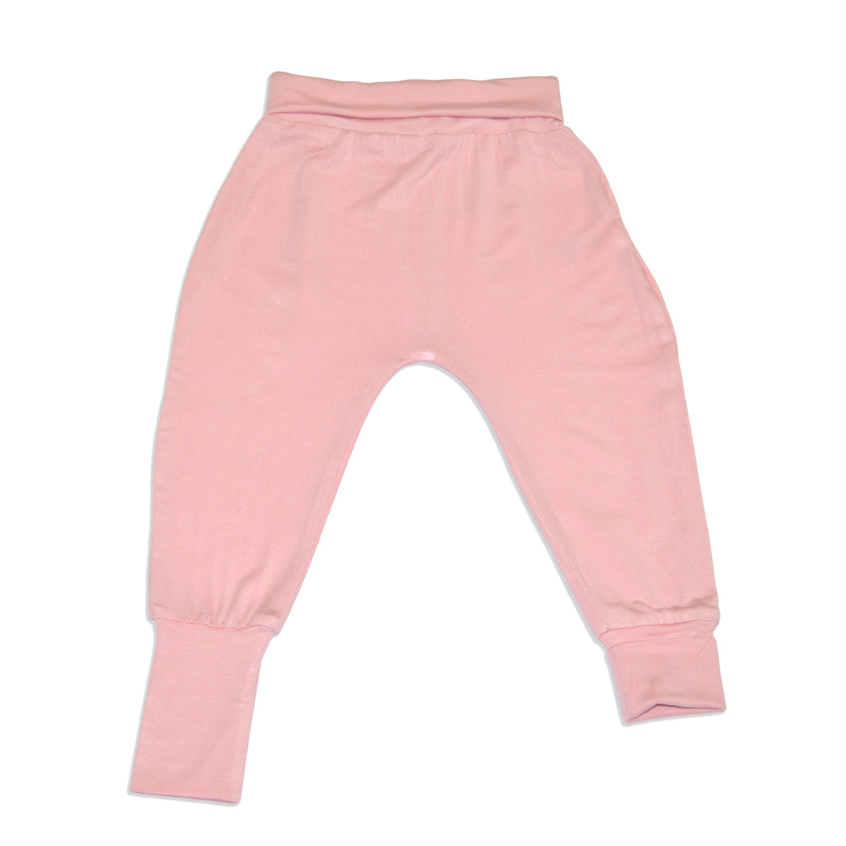 bamboo grow with me harem pants coral blush