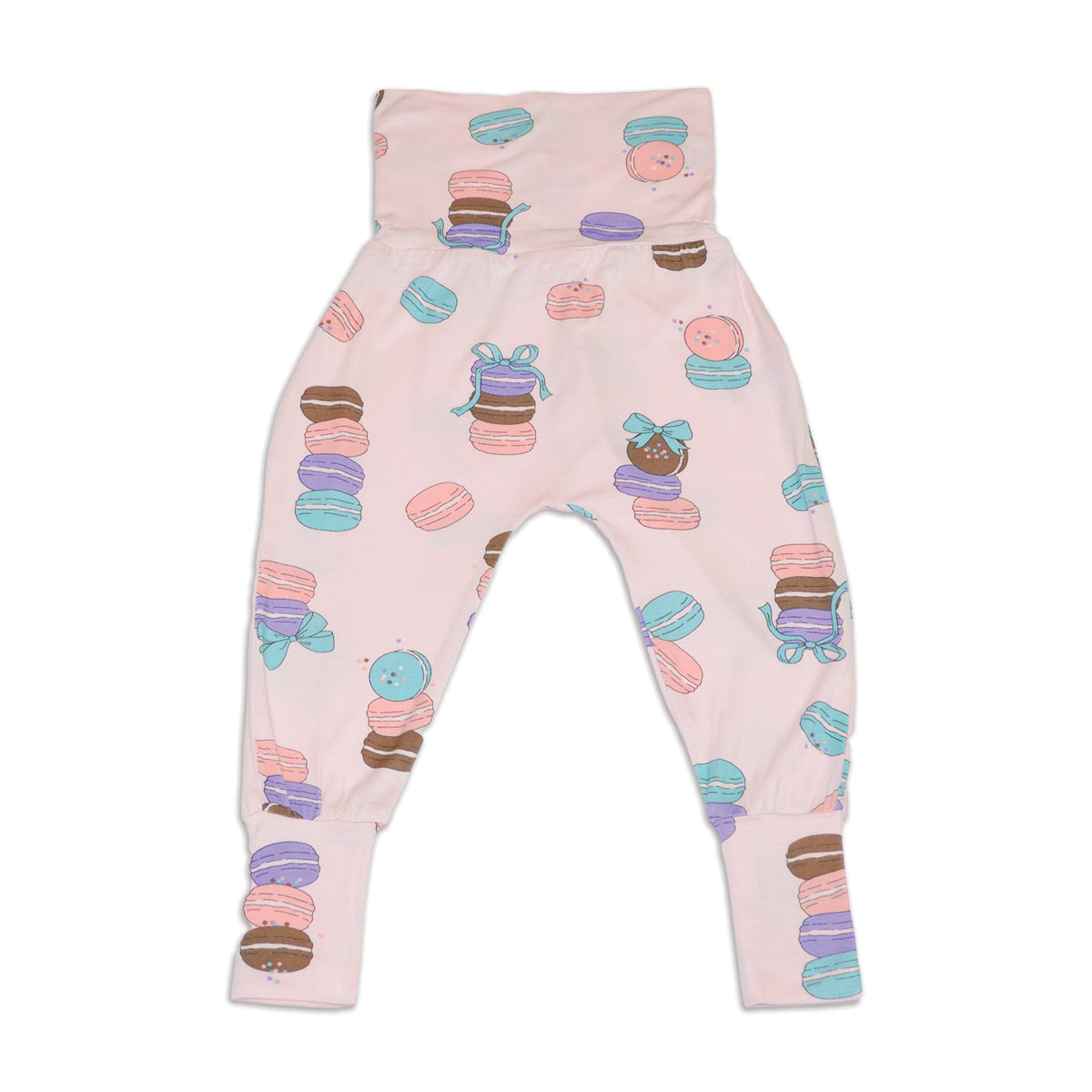 bamboo grow with me harem pants macaron party print