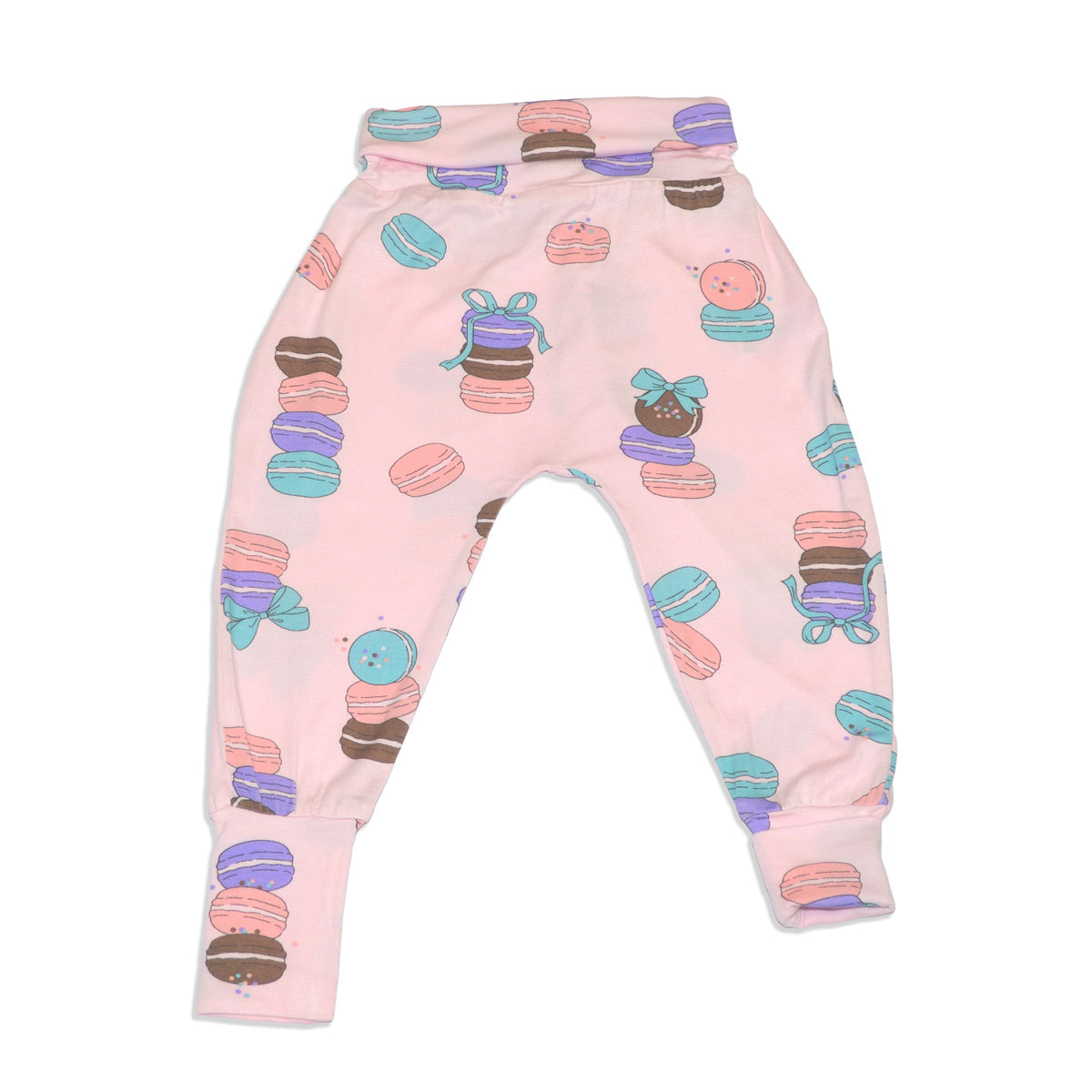 bamboo grow with me harem pants macaron party print