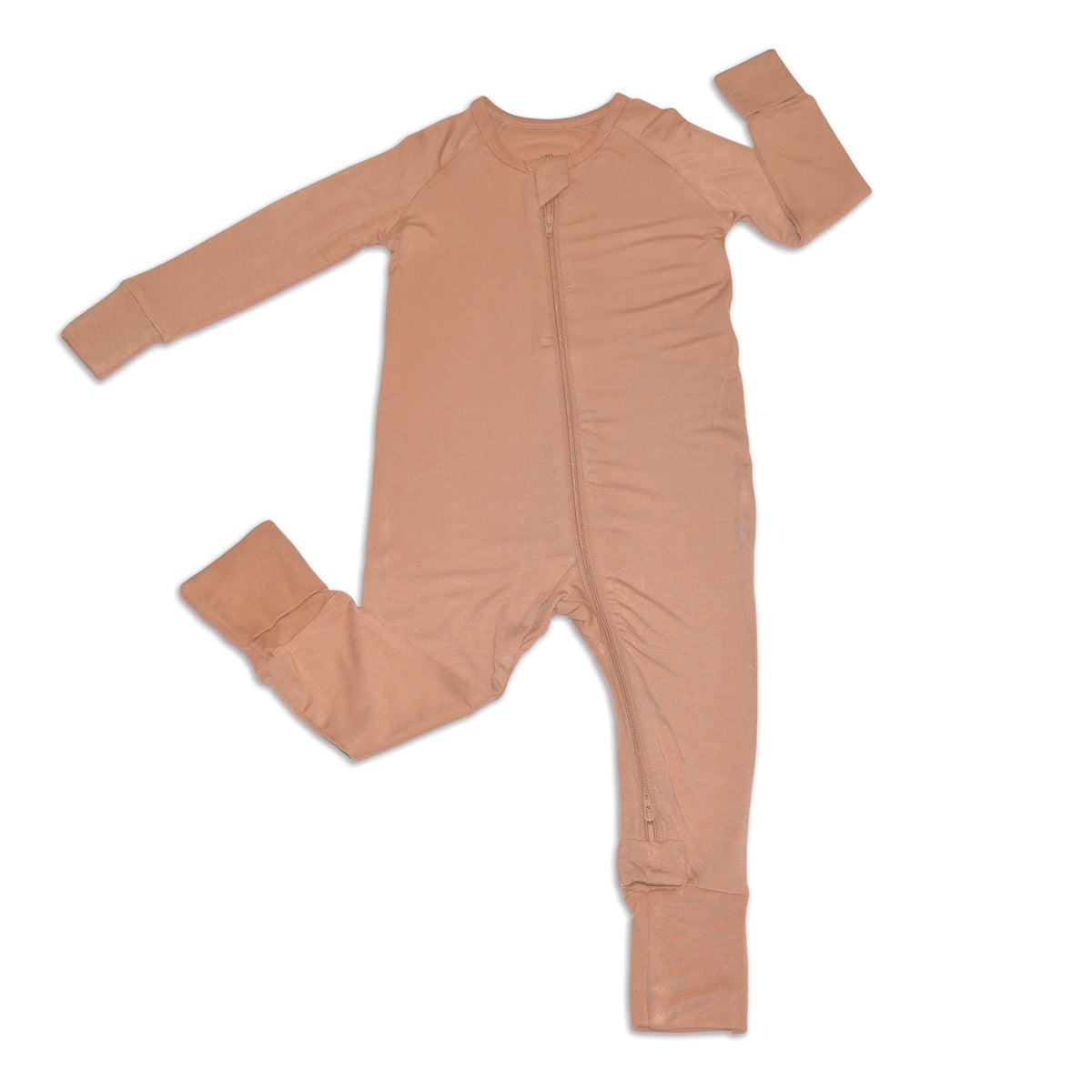 bamboo two way zipper romper toast