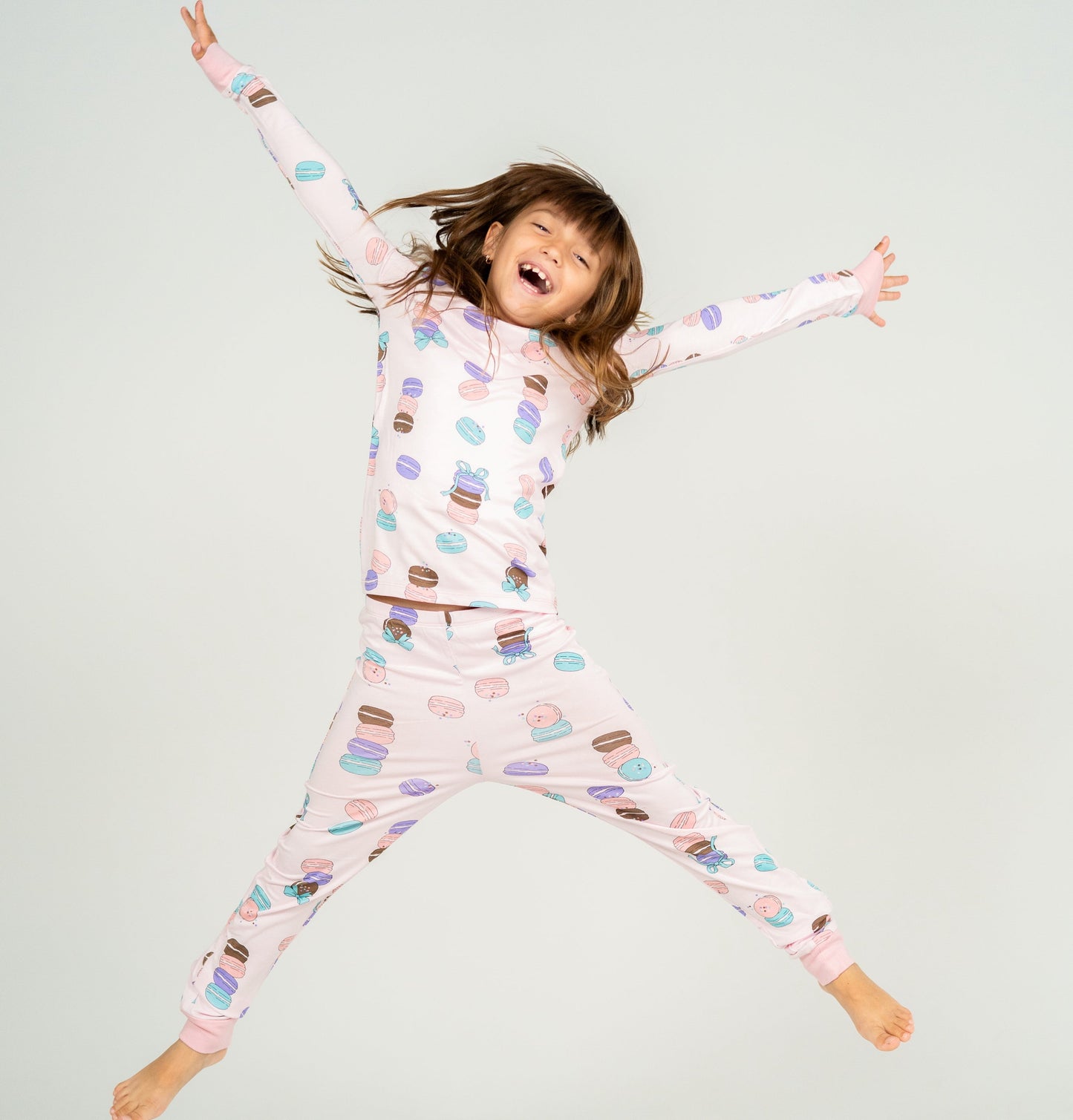 bamboo long sleeve pajama set macaron party print
