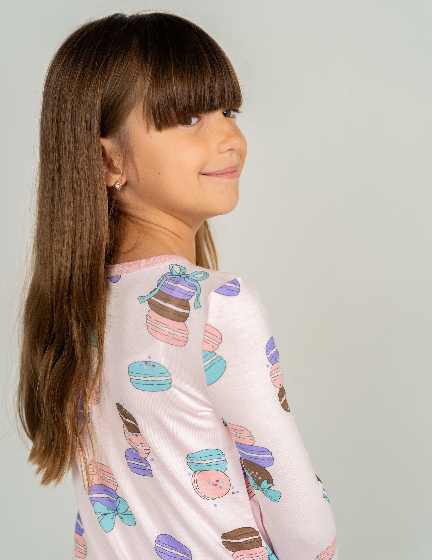 bamboo long sleeve pajama set macaron party print