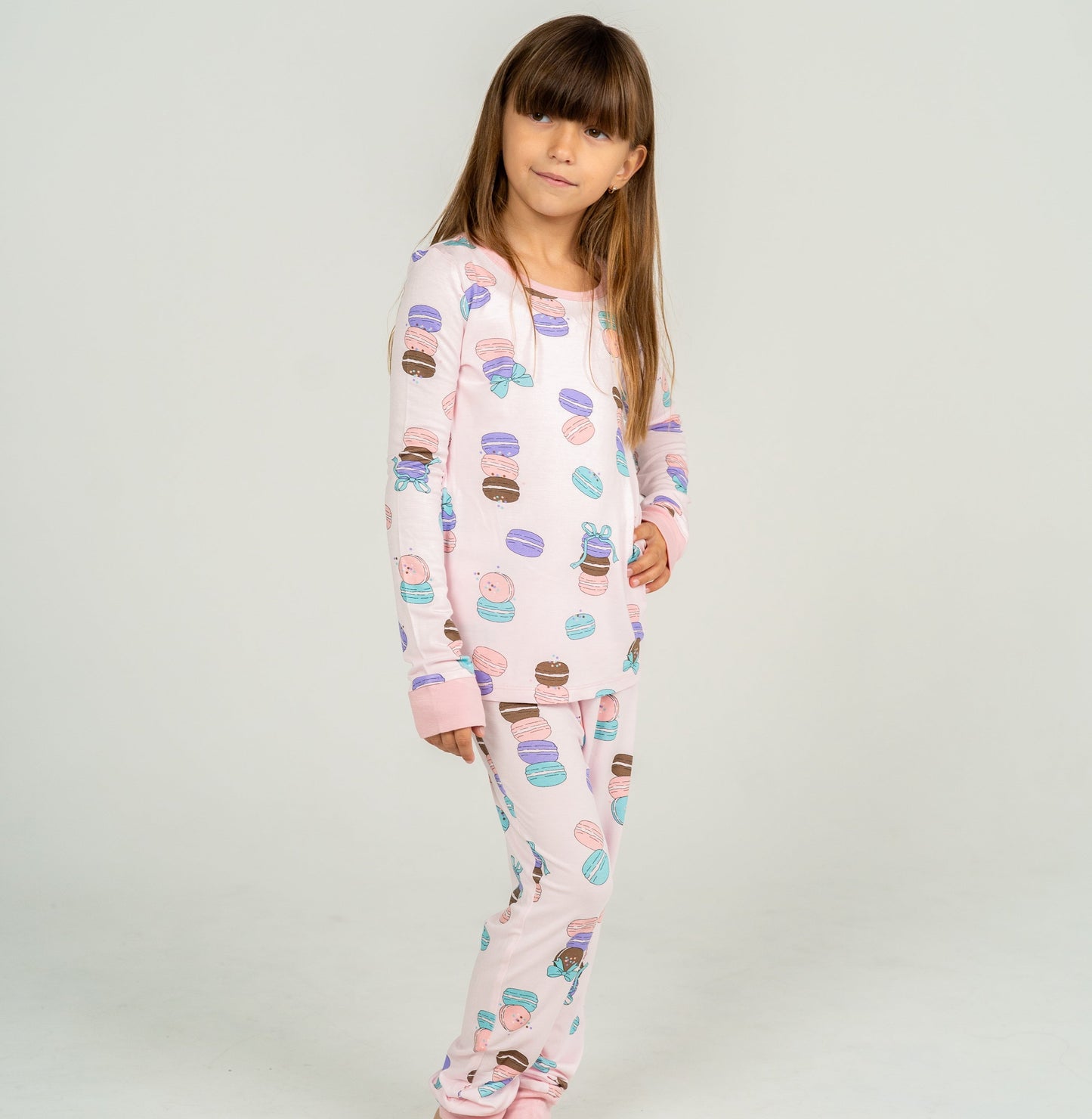bamboo long sleeve pajama set macaron party print