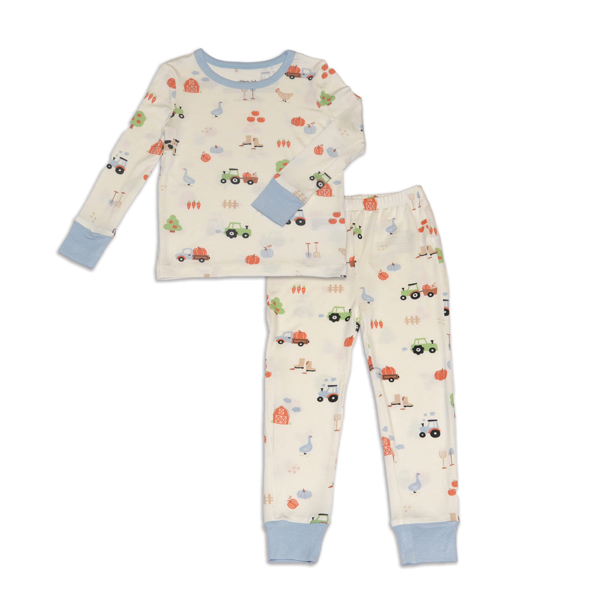 bamboo long sleeve pajama set pumpkin farm print