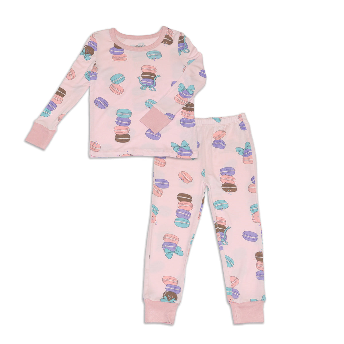 bamboo long sleeve pajama set macaron party print