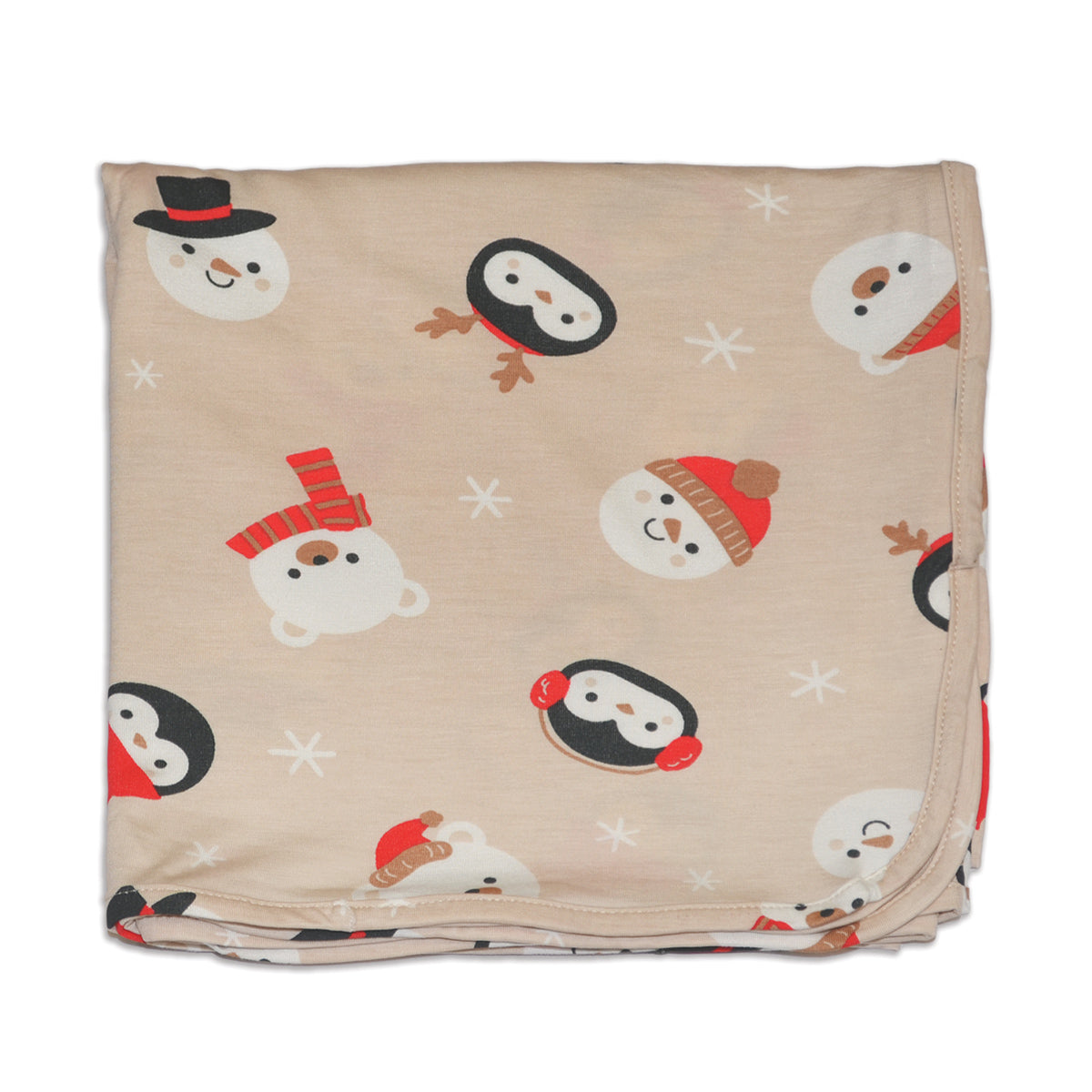bamboo swaddle blanket snowy faces print
