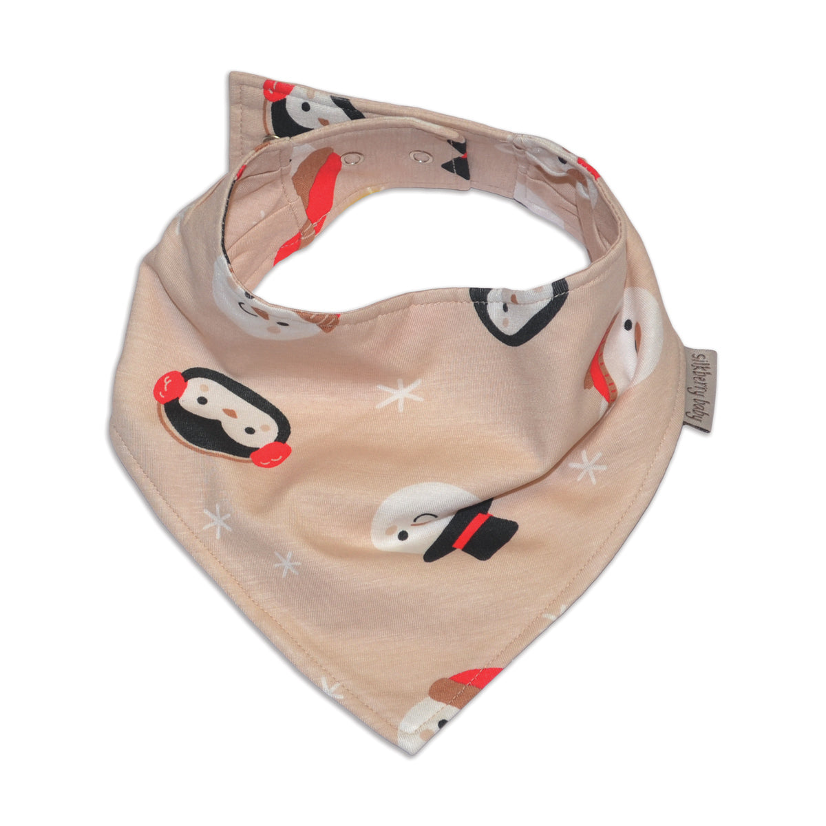 bamboo bib snowy faces print