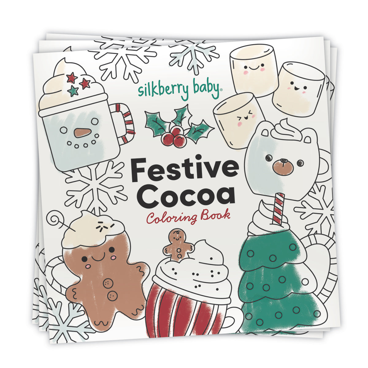 bamboo long sleeve pajama set festive cocoa print and coloring book