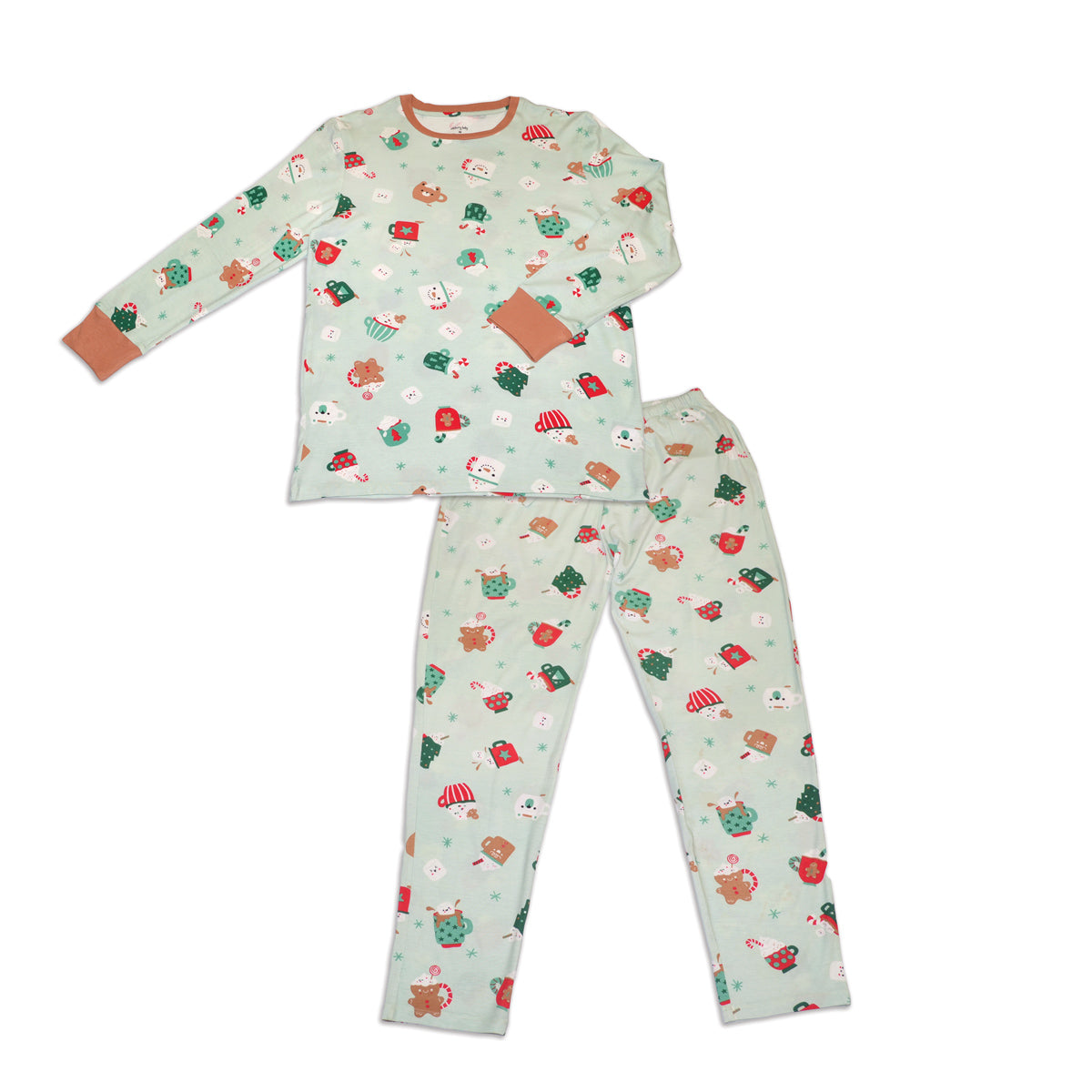 men's bamboo pajama set festive cocoa print