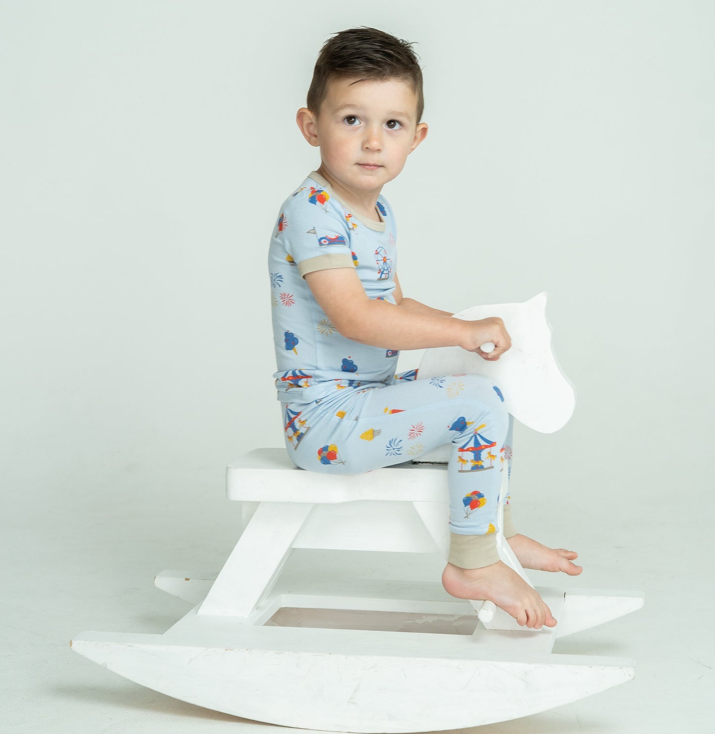 bamboo short sleeve pajama set funland print