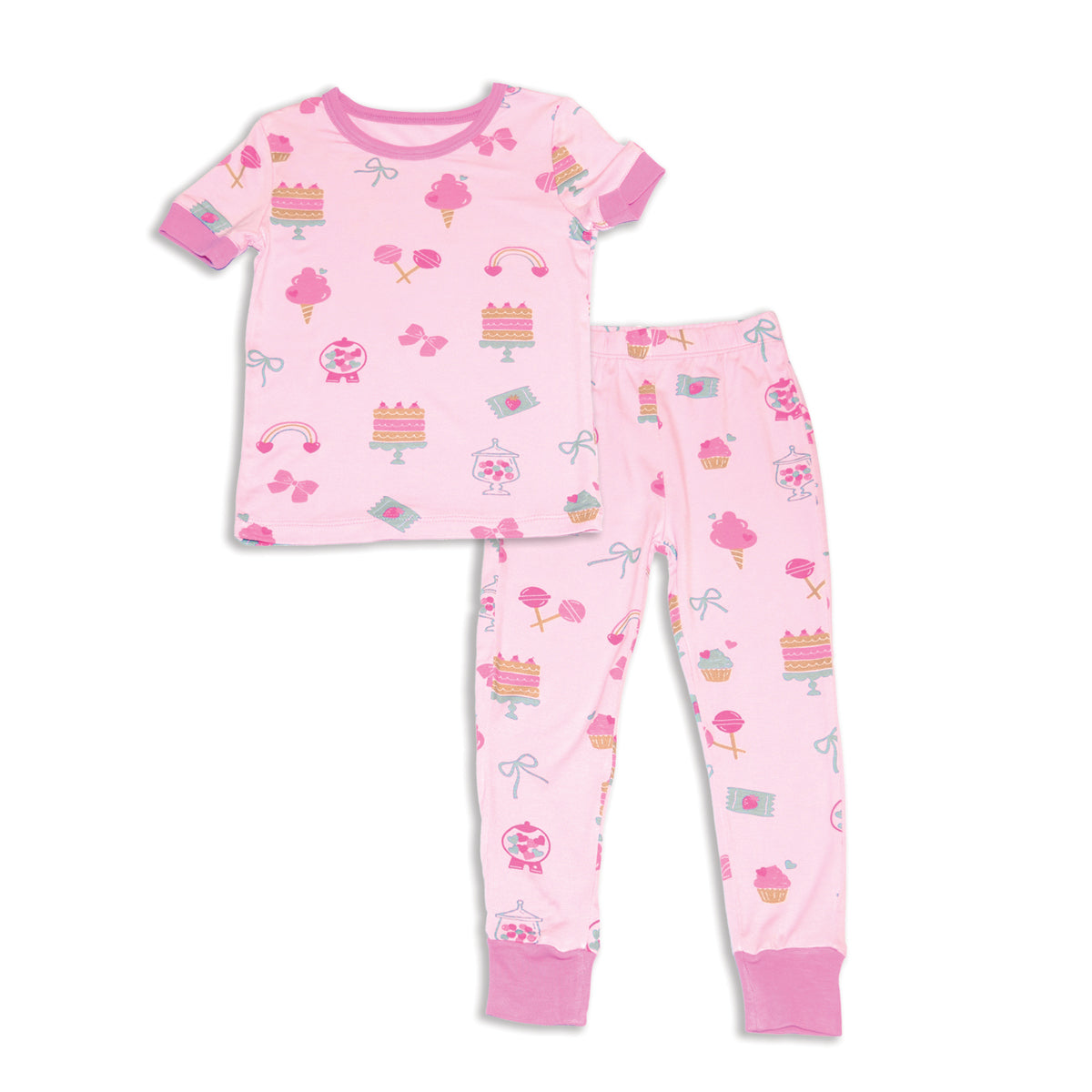 bamboo short sleeve pajama set sweet shop print