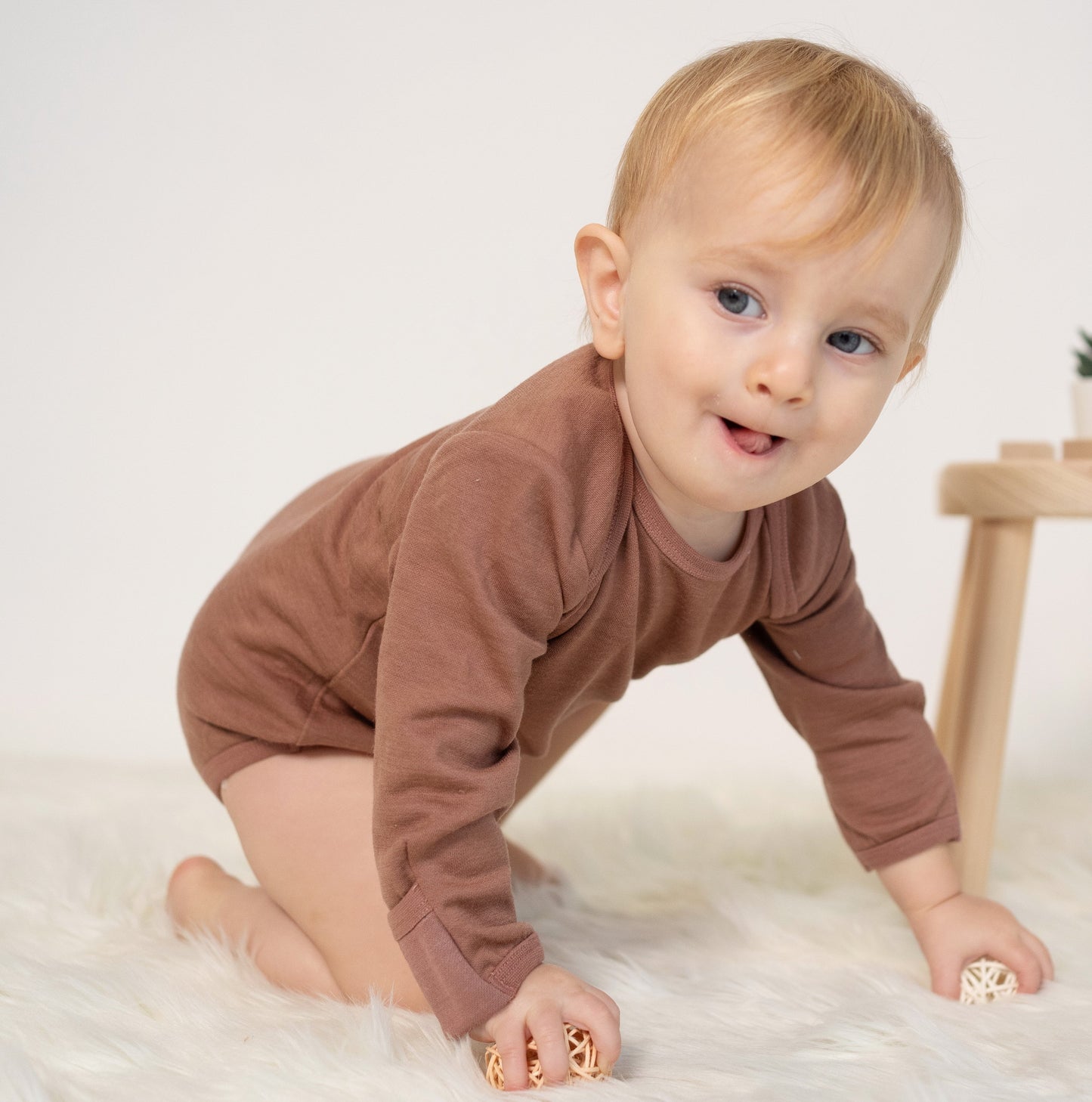 Bamboo Wool Long Sleeve Onesie (Earthy)