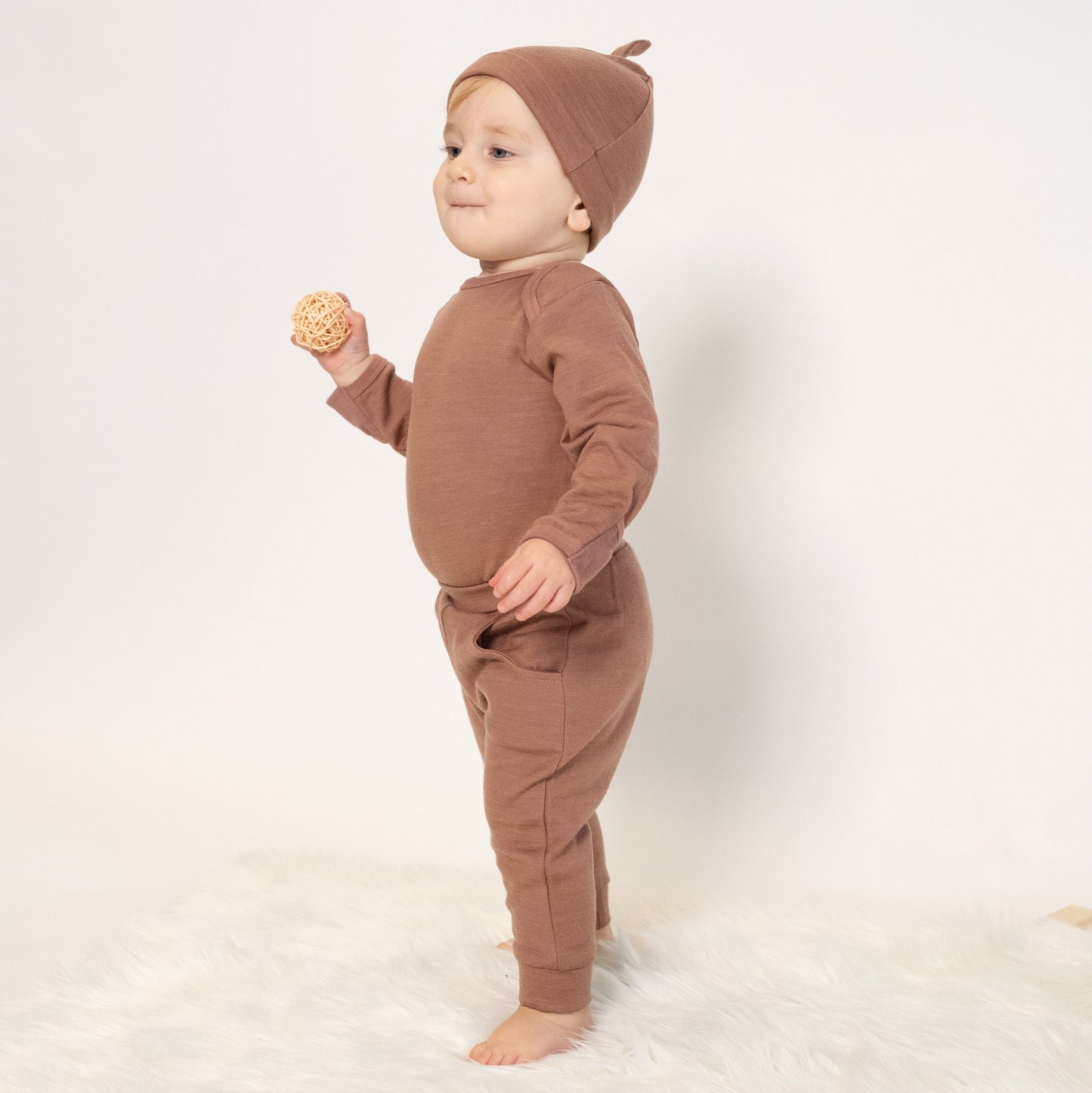 Bamboo Wool Long Sleeve Onesie (Earthy)