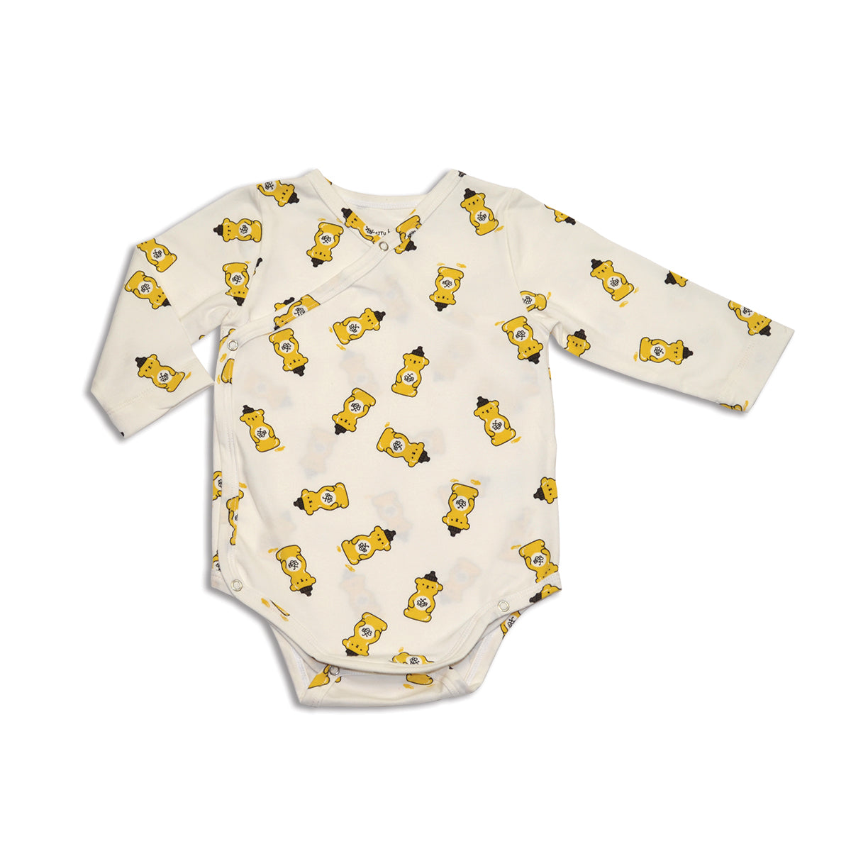 organic cotton kimono onesie honey bear print
