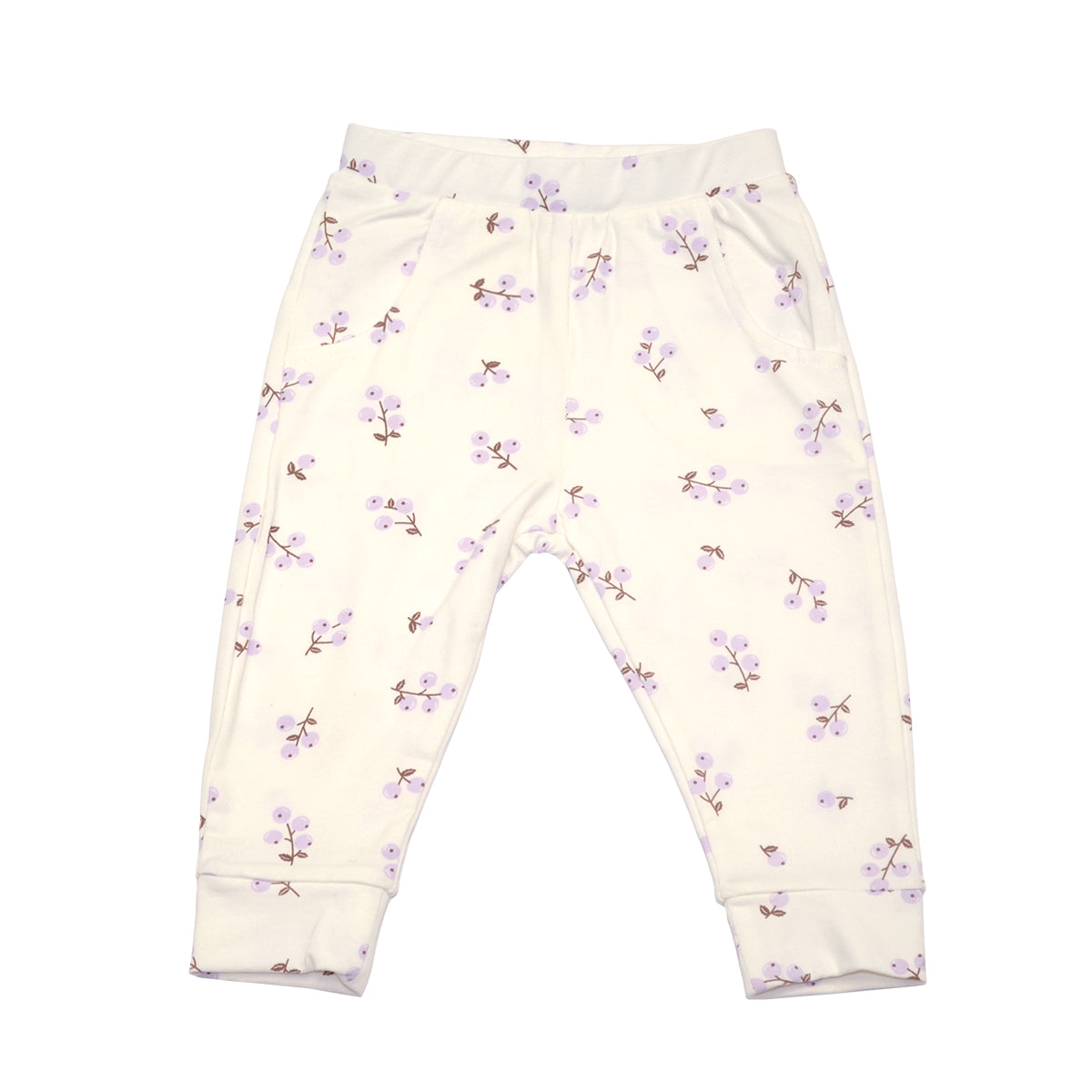 organic cotton elastic cuff jogger winter berries print