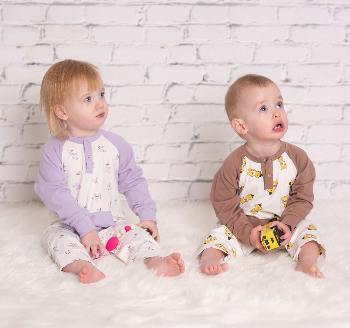 organic cotton long sleeve romper honey bear print baby2