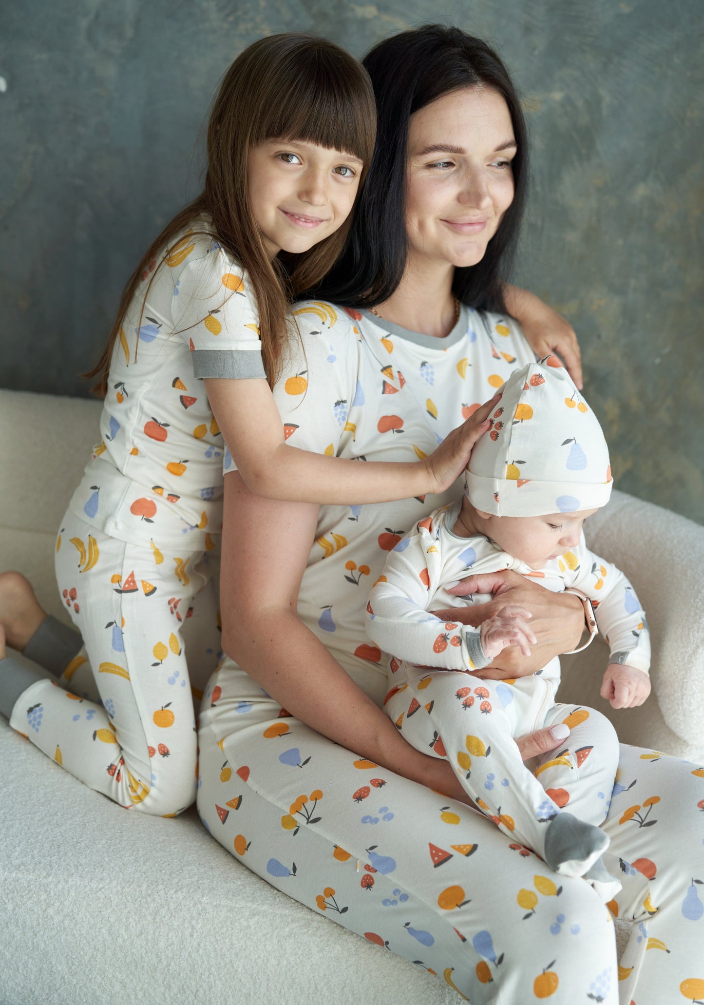 women bamboo pajama set fruit salad print