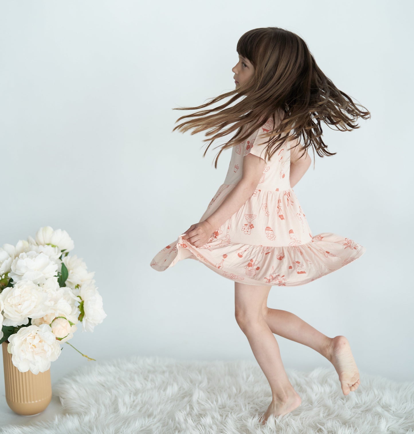 bamboo tiered jersey dress plantastic print