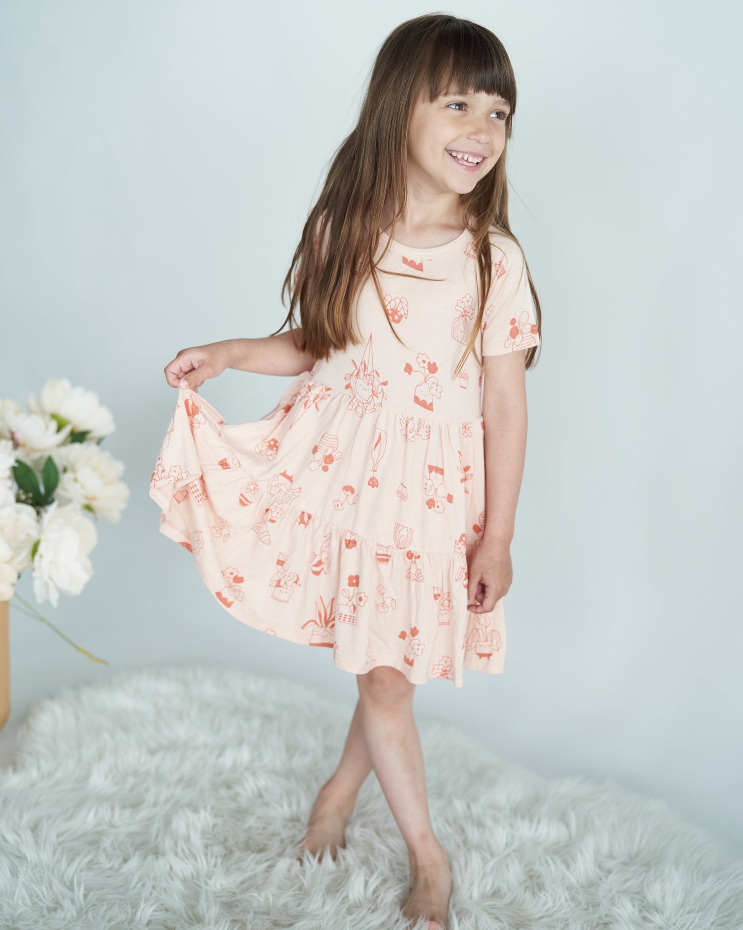 bamboo tiered jersey dress plantastic print