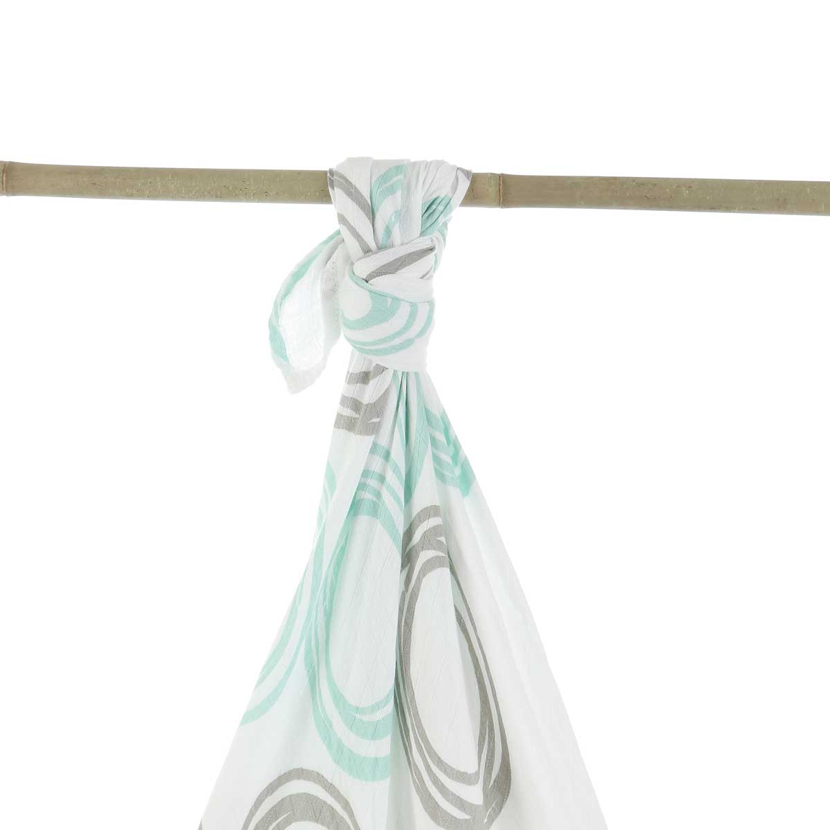 Bamboo Muslin Swaddle Whirlpool Print Seafoam
