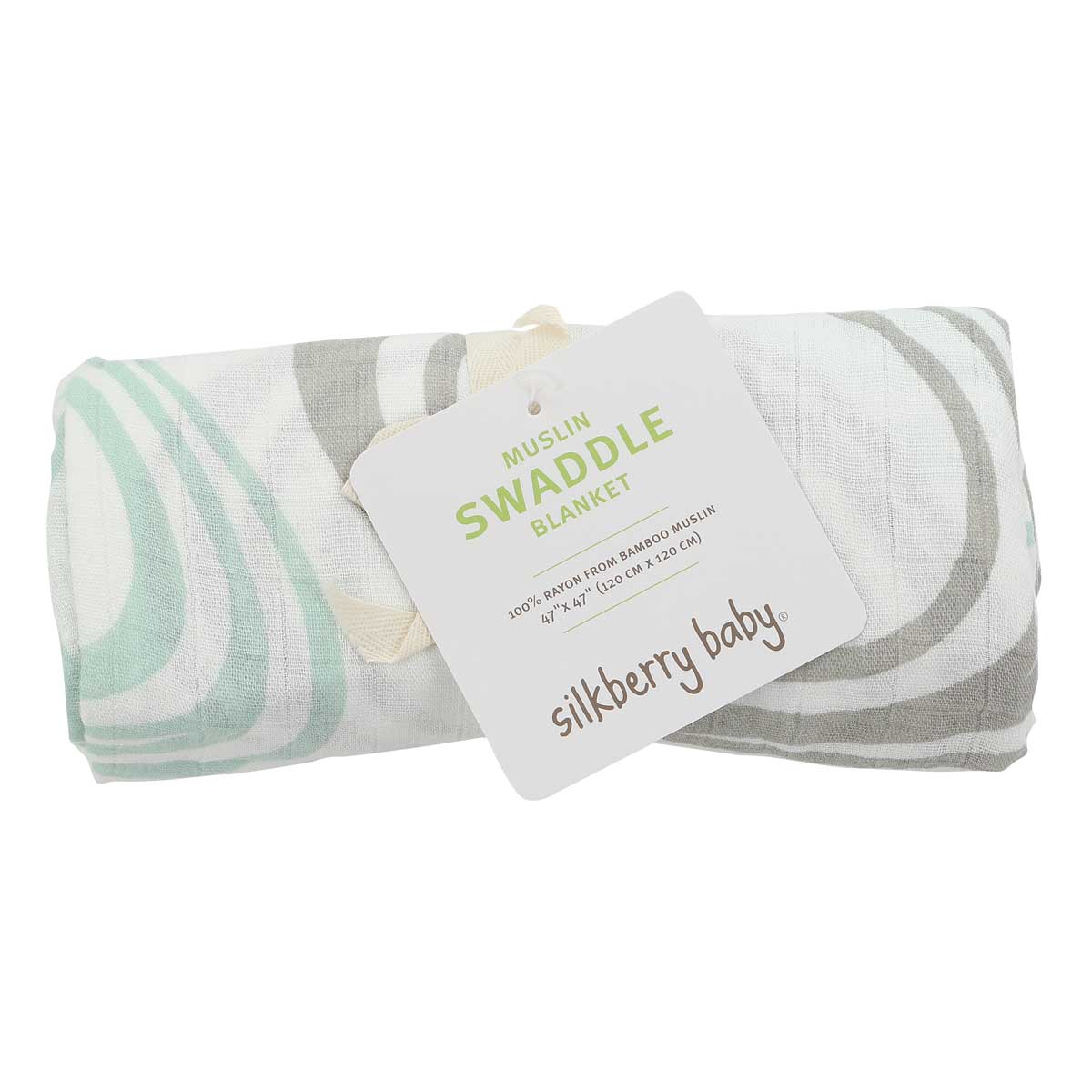 Bamboo Muslin Swaddle Whirlpool Print Seafoam