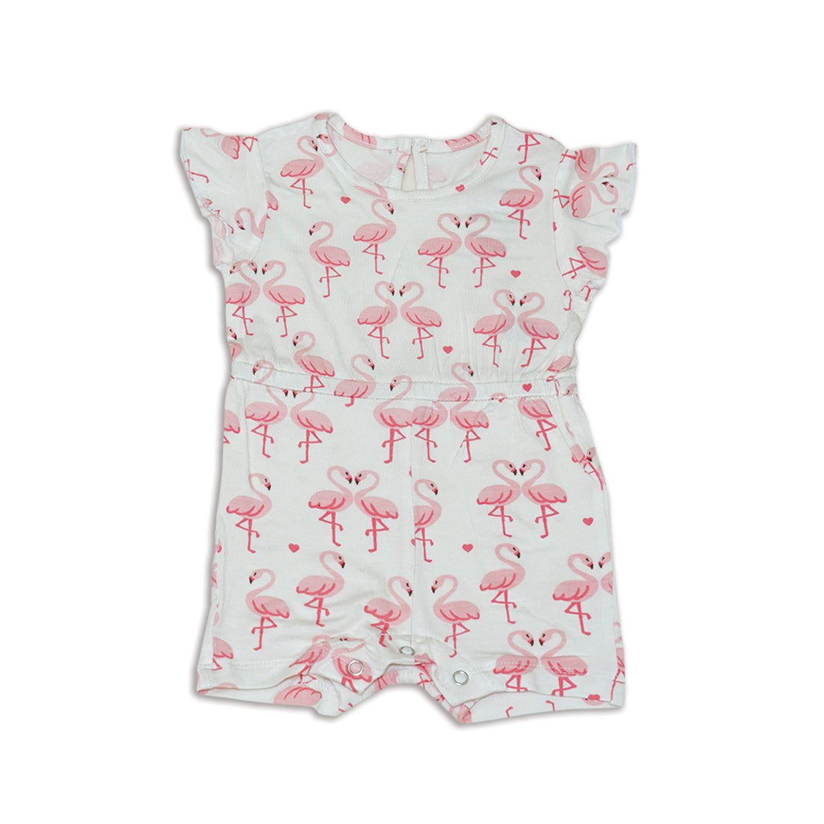 Bamboo Ruffle Sleeve Coverall (Flamingo Love Print)