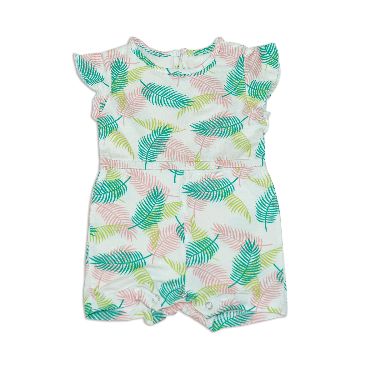 Bamboo Ruffle Sleeve Coverall (Tropical Palm Print)