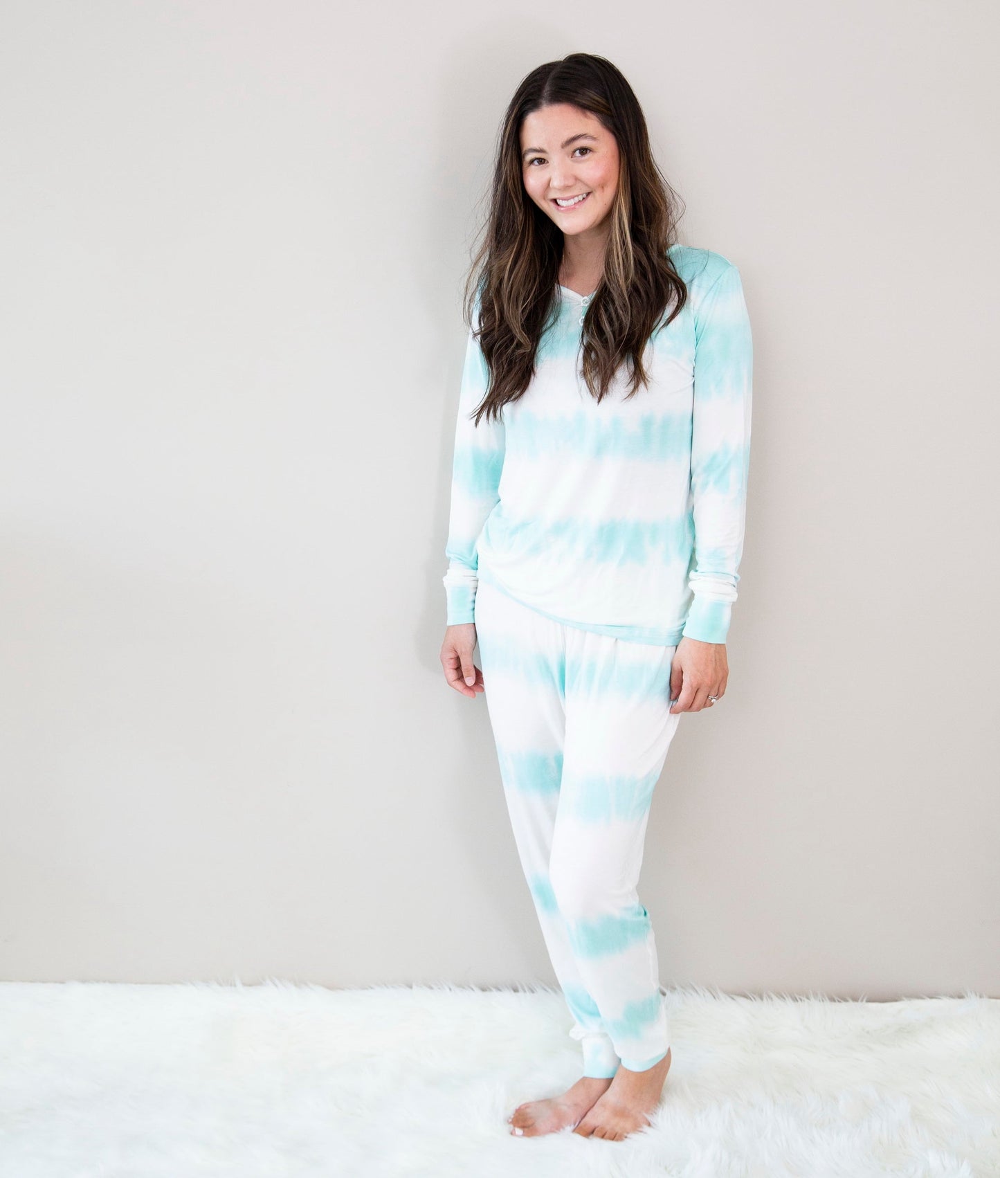 WF4366 women pajama set tie dye stripe