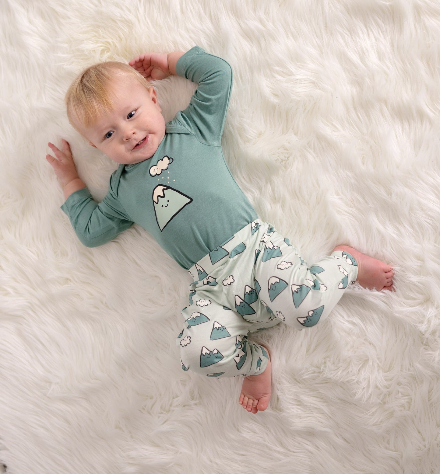 bamboo harem pants snowy rockies print lifestyle