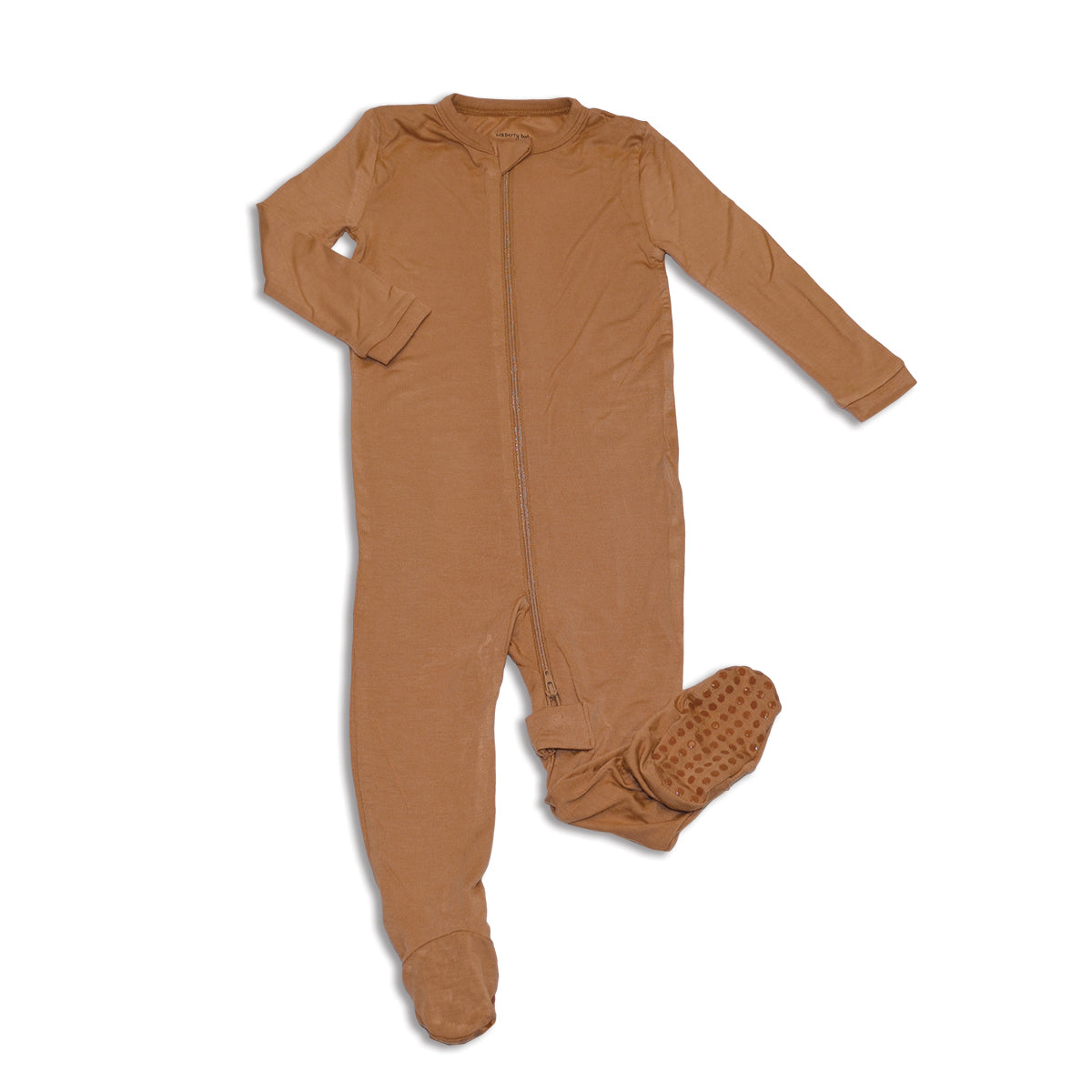 bamboo zip up footies russet color
