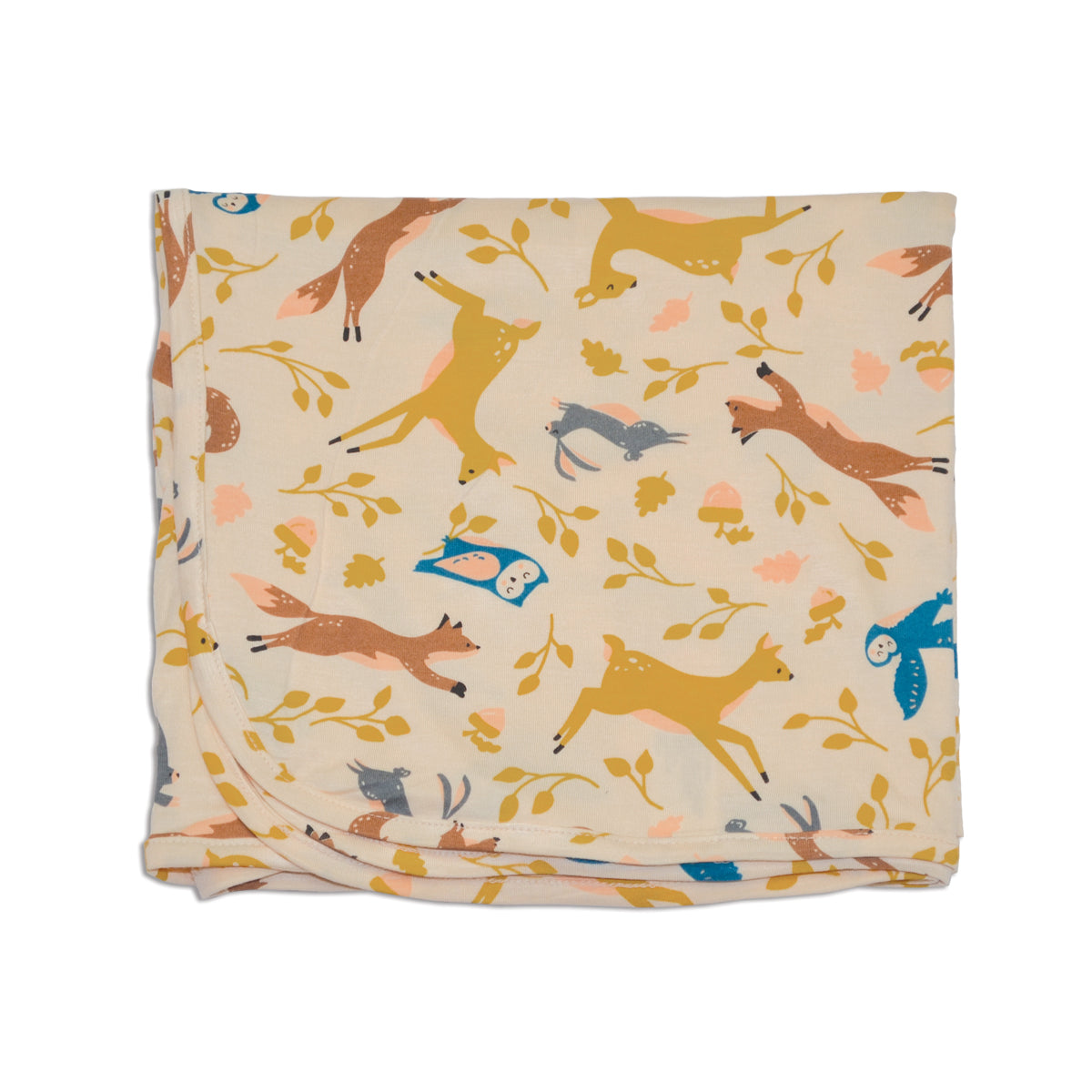 bamboo swaddle blanket woodland frolic print