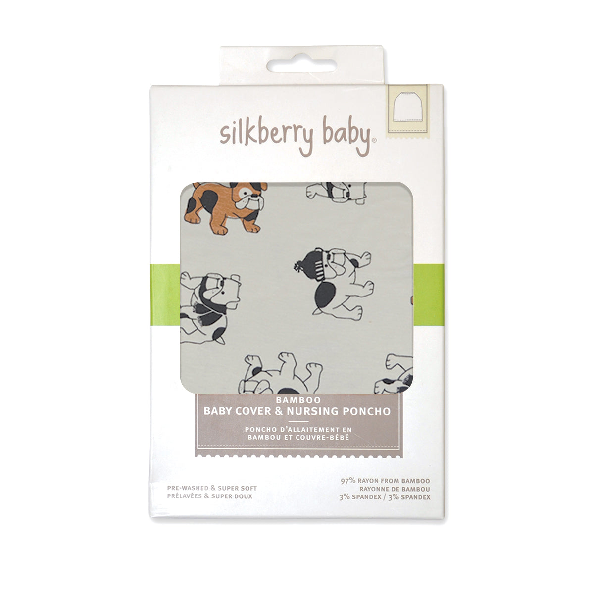 bamboo baby cover & nursing poncho cozy bulldog print box