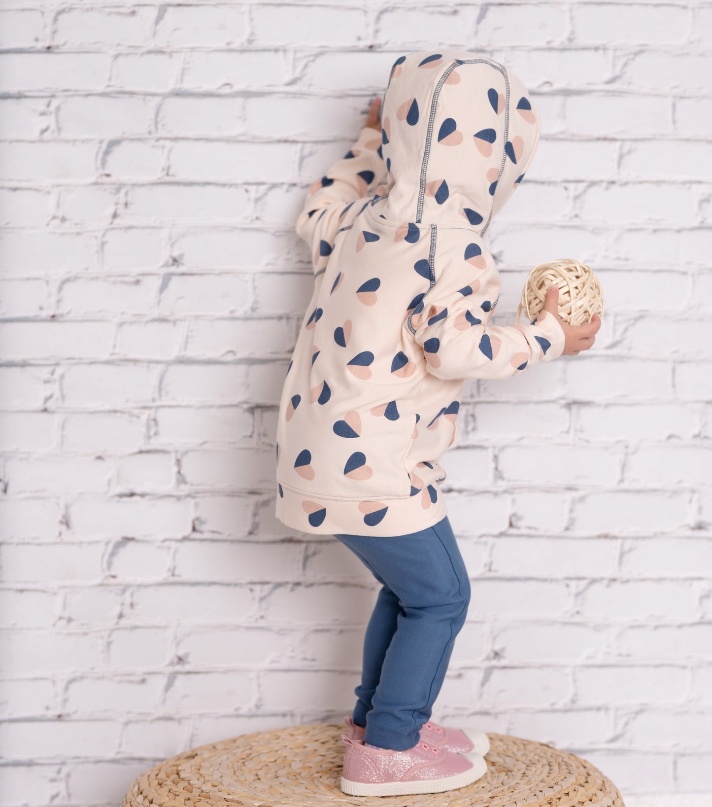bamboo pullover hoodie heart flutter print baby kids3