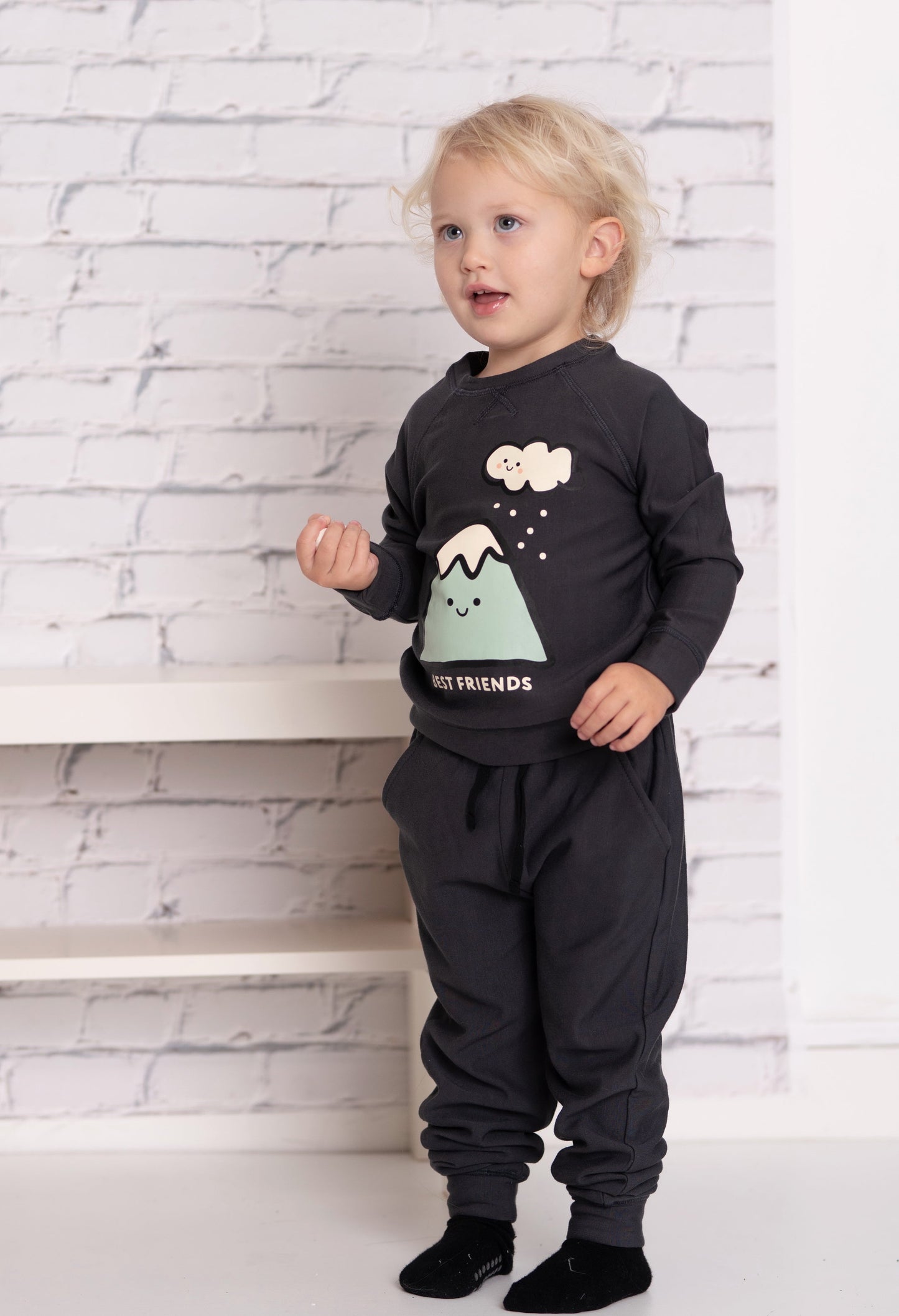 bamboo fleece sweat pants asphalt color baby kids