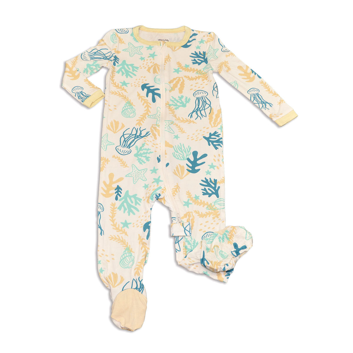 bamboo zip up footies reef print