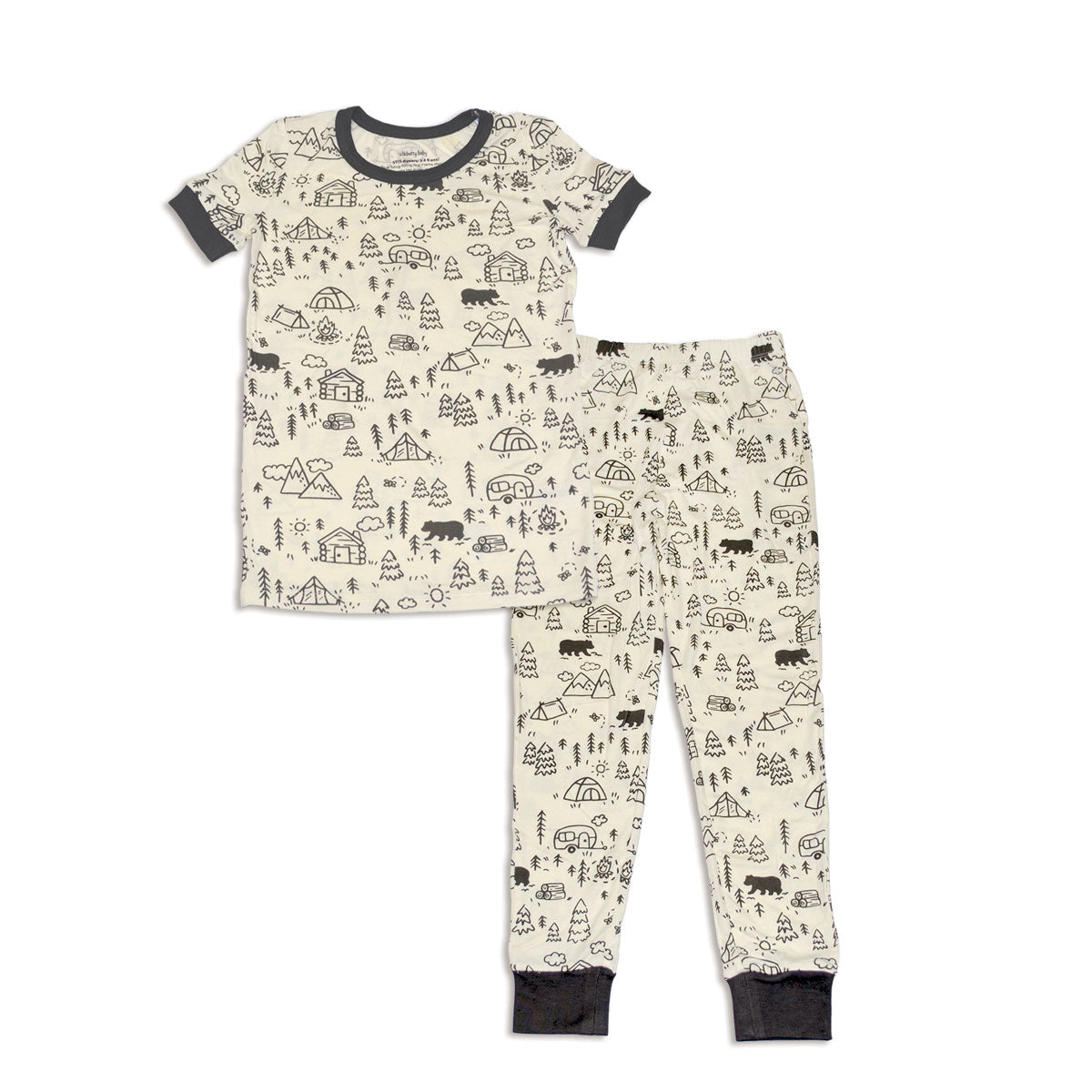 bamboo short sleeve pajama set doodle camp print