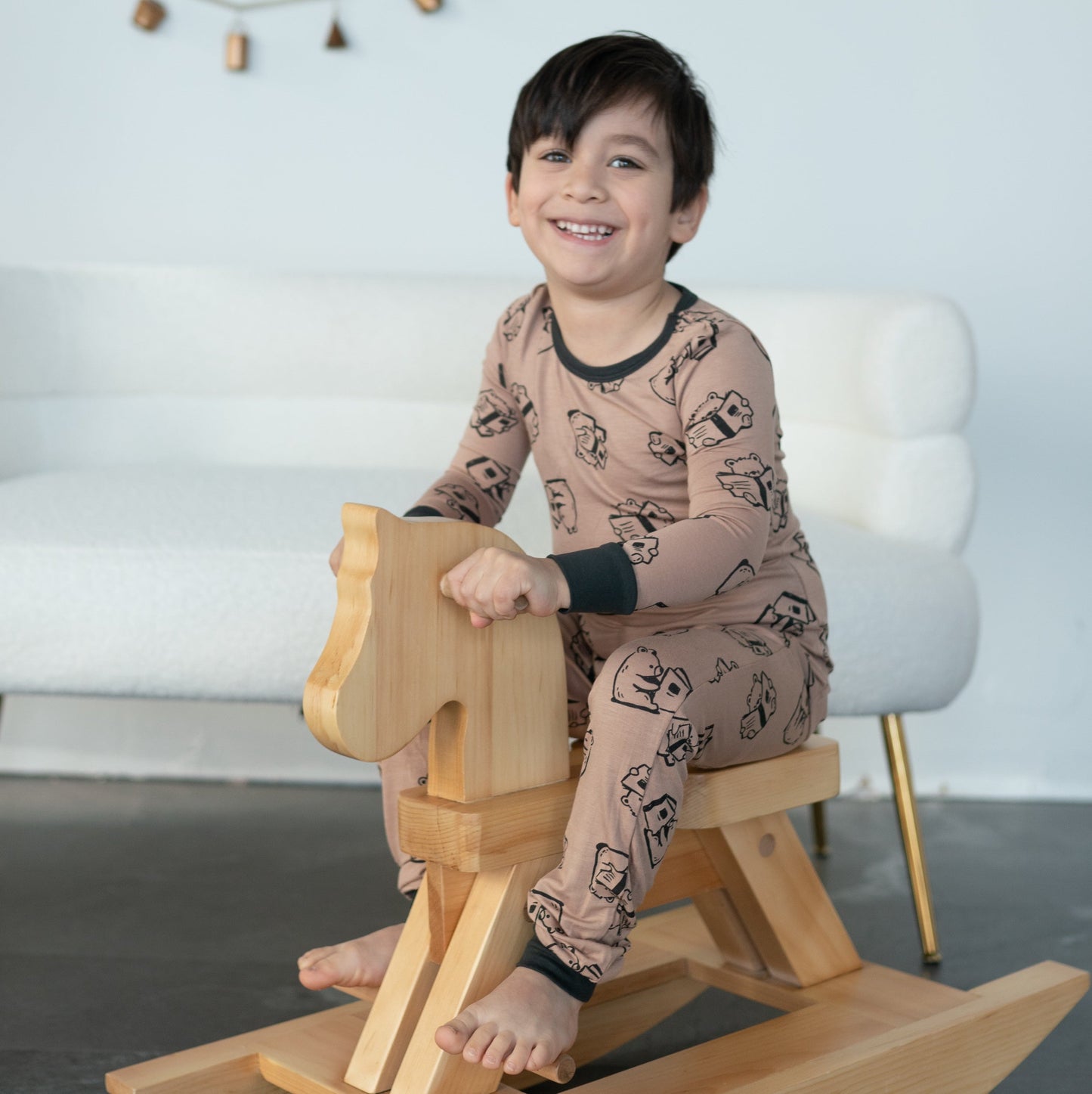 bamboo long sleeve PJ set story book bear print