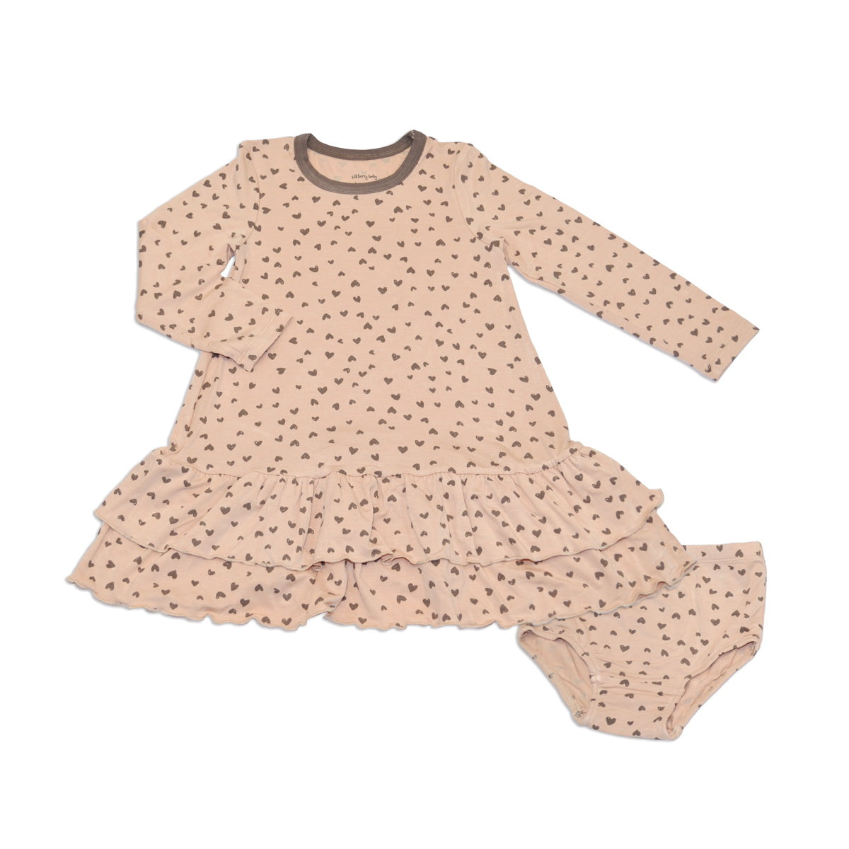 bamboo ruffle dress doodle hearts print