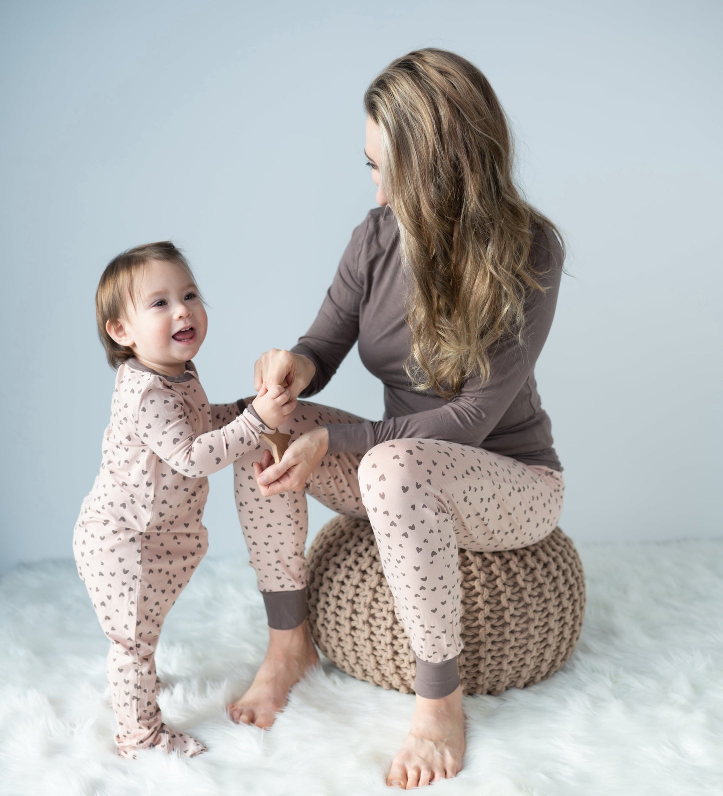 women bamboo pajama set doodle hearts print