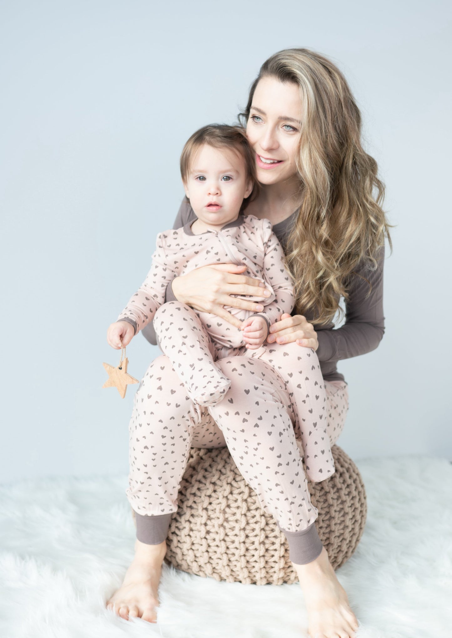 baby & mom doodle hearts print sleepwear
