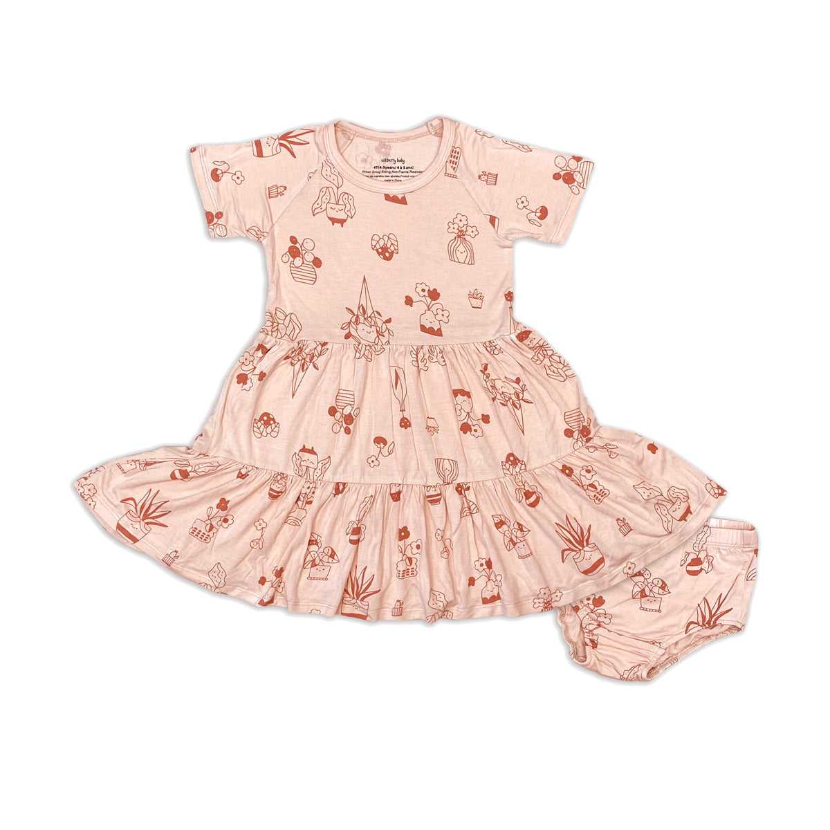 bamboo tiered jersey dress plantastic print